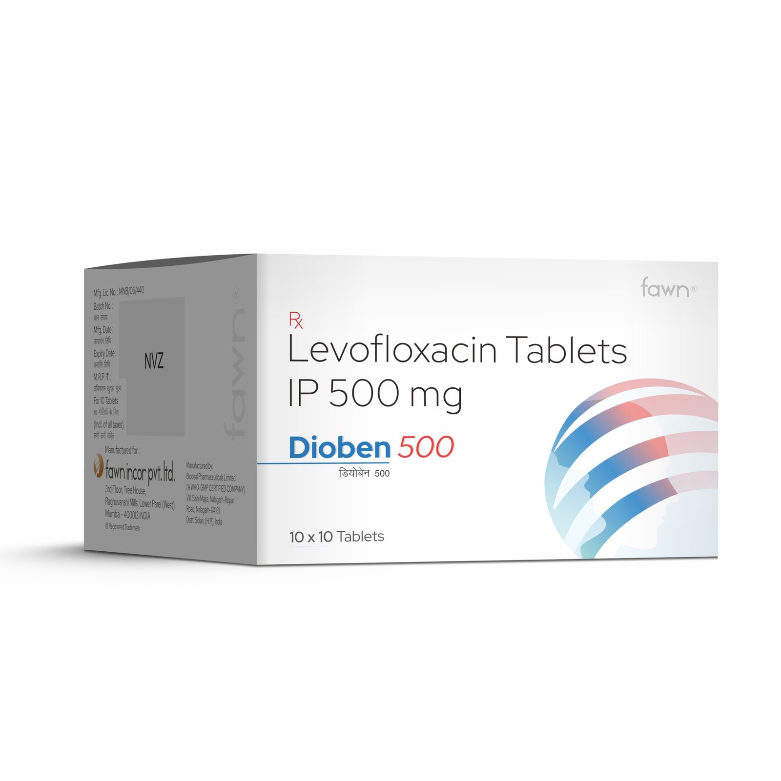 Levofloxacin Tablets IP 500 Mg - DIOBEN 500 Tablets