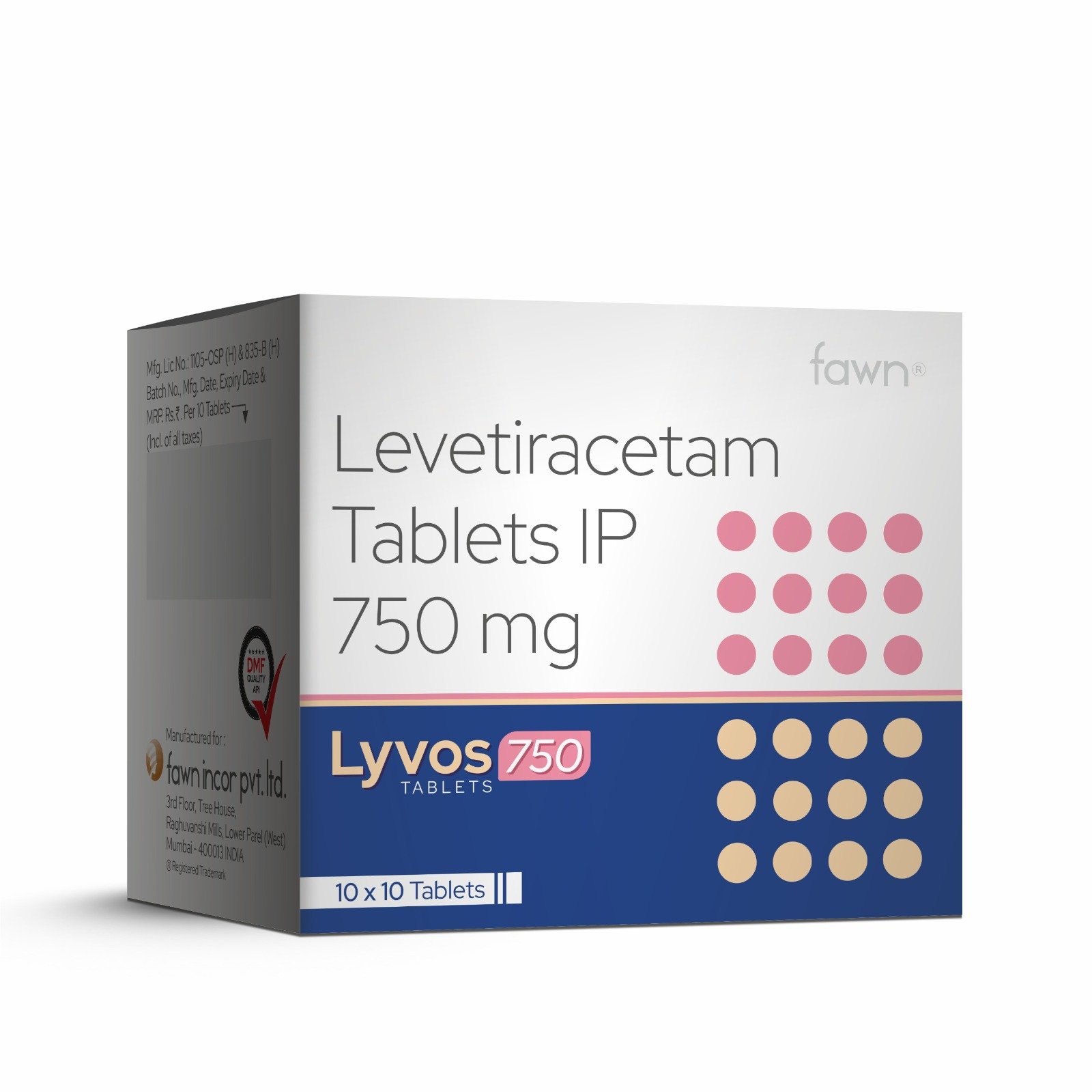 Levetiracetam Tablets IP 500 Mg - LYVOS 750 Tablets