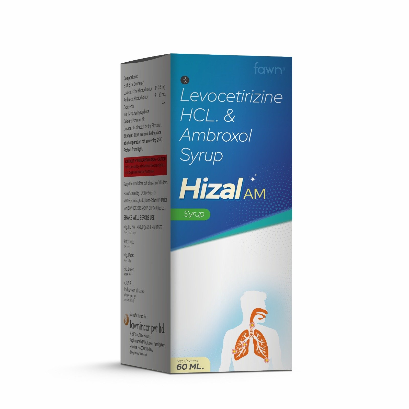 Levocetirizine Hydrochloride & Ambroxol Syrup - HIZAL AM Syrup