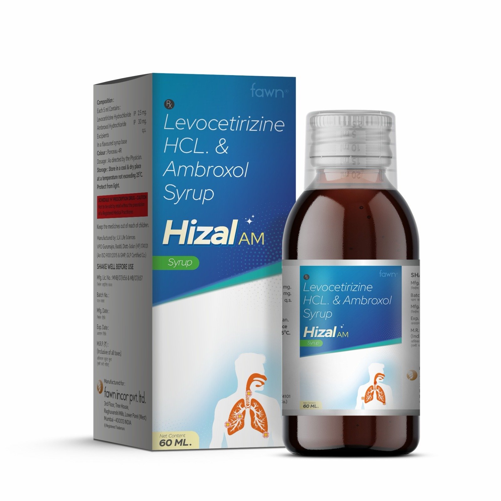 Levocetirizine Hydrochloride & Ambroxol Syrup - HIZAL AM Syrup image 2