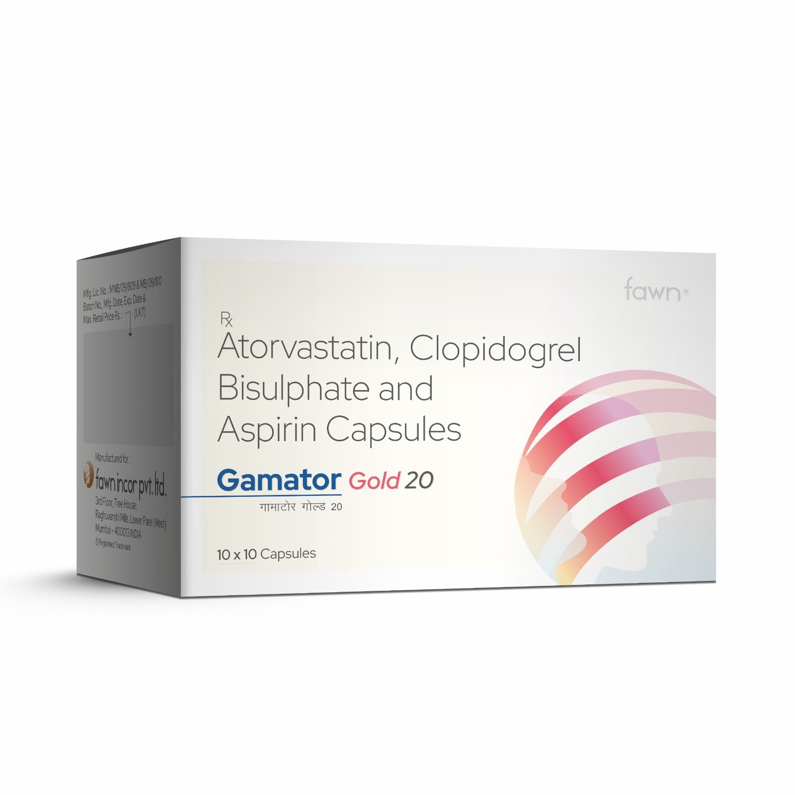 Atorvastatin, Clopidogrel Bisulphate & Aspirin Capsules - GAMATOR GOLD 20