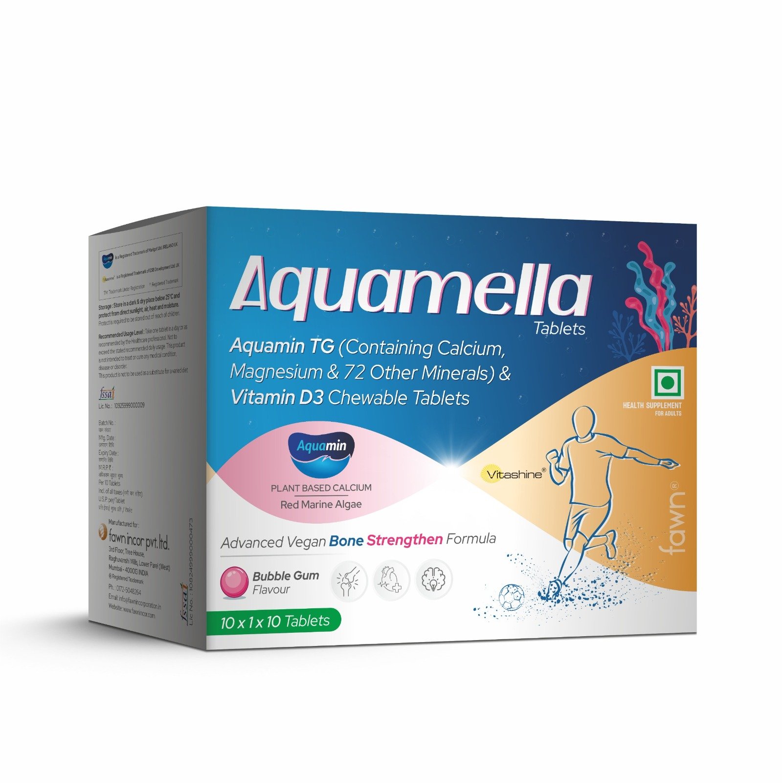 AQUAMELLA Chewable  Tablets - Aquamin TG Magnesium with 72 Trace Minerals & Vitamin D3 Chewable Tablets
