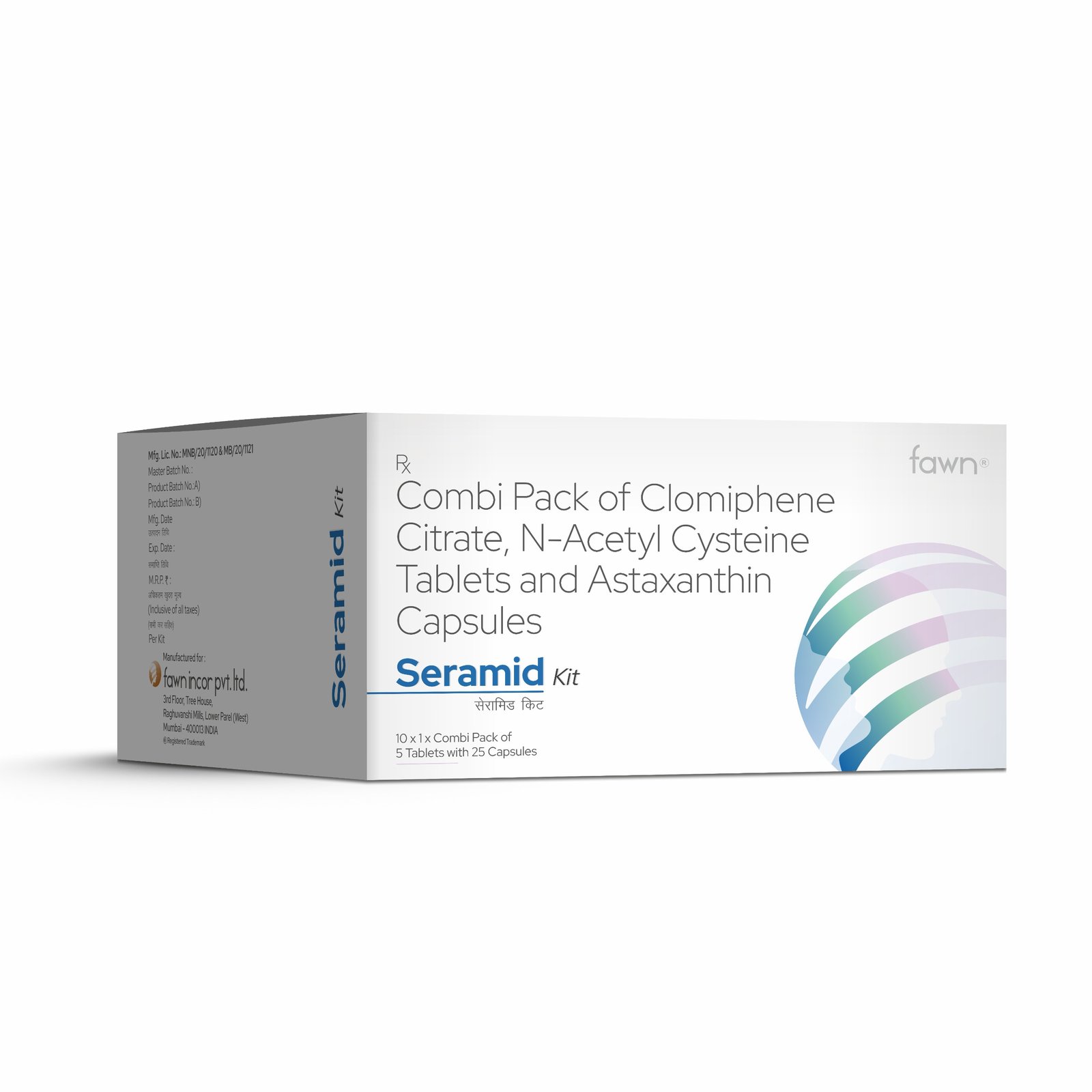 Combi Pack of Clomiphene Citrate, N-Acetylcysteine Tablets & Astaxanthin Capsules - SERAMID KIT
