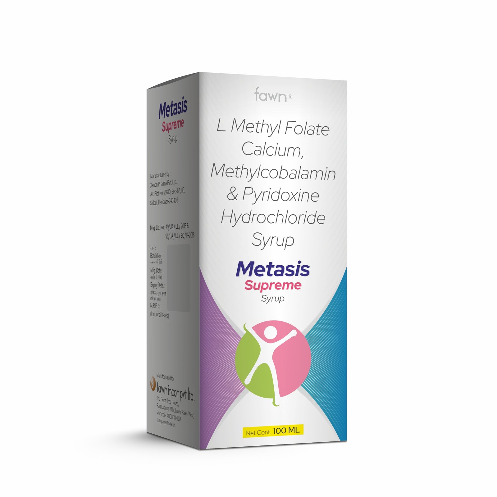 L Methyl Folate Calcium, Methylcobalamin & Pyridoxine Hydrochloride Syrup - METASIS SUPREME Syrup