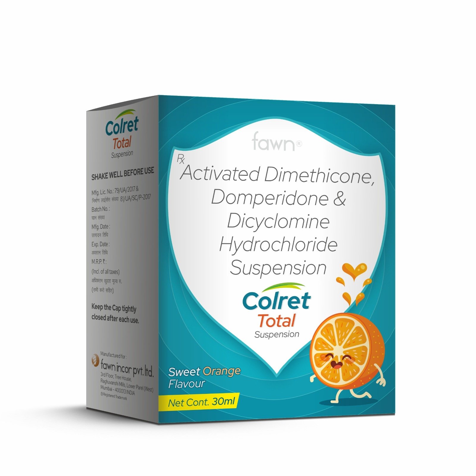 Activated Dimethicone, Domperidone & Dicyclomine Hydrochloride Suspension - COLRET TOTAL Suspension