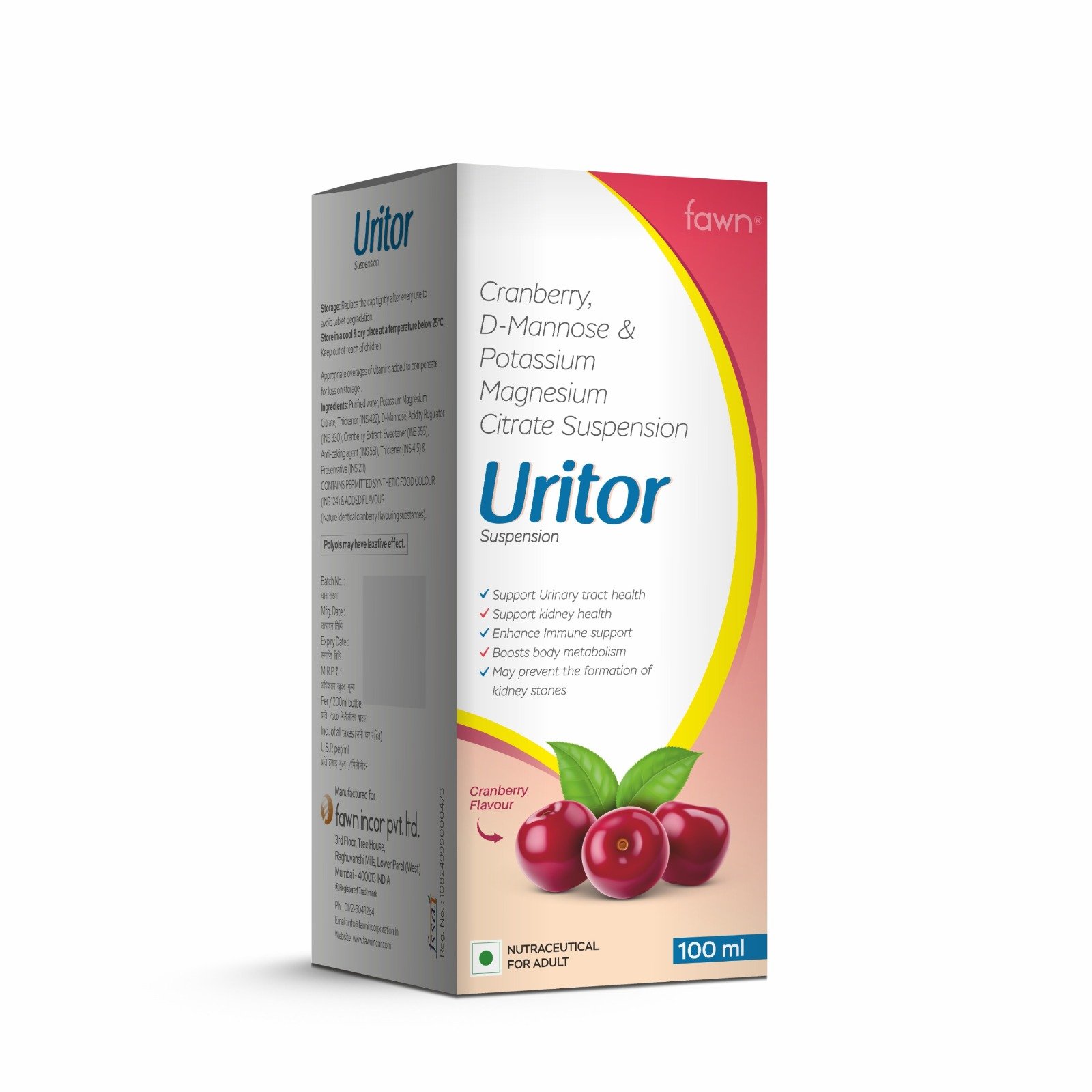 Cranberry D-Mannose & Potassium Magnesium Citrate Suspension - URITOR Suspension