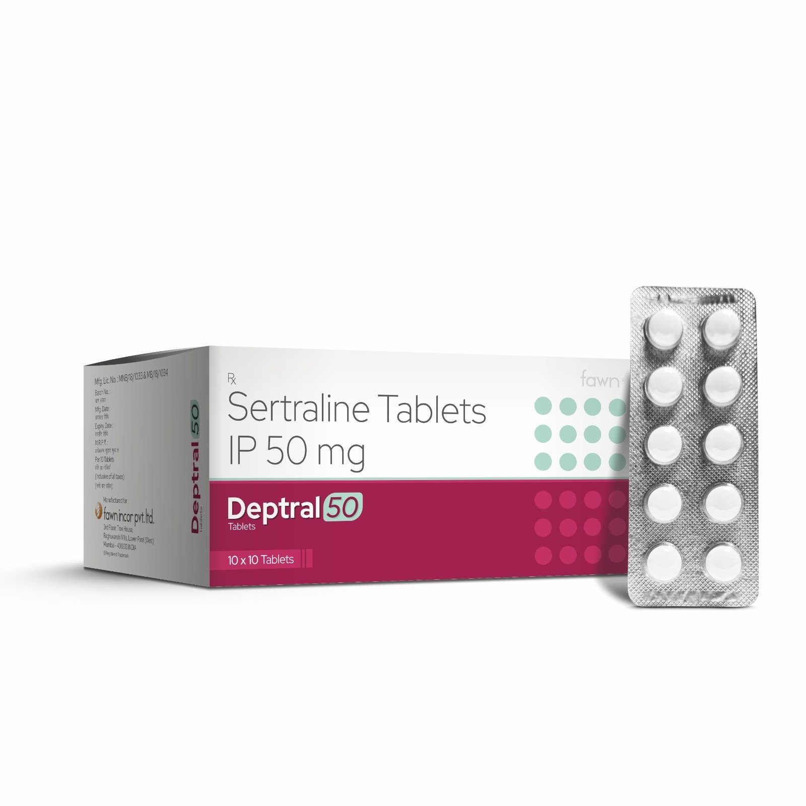 Sertraline Tablets IP 50 Mg - DEPTRAL 50 Tablets