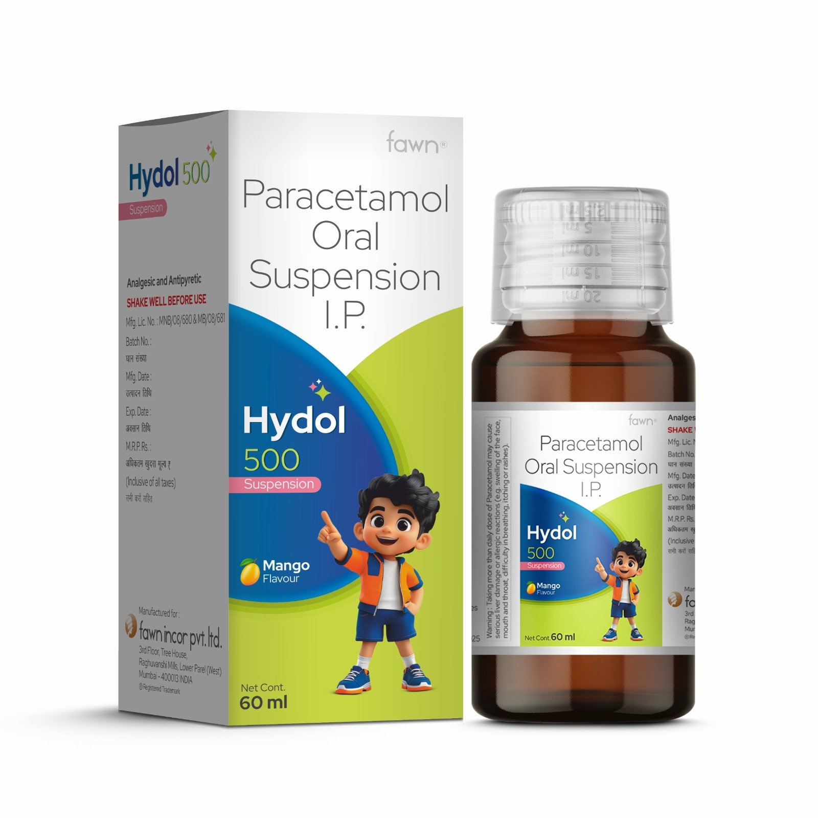 Paracetamol Oral Suspension IP - HYDOL 500 Suspension