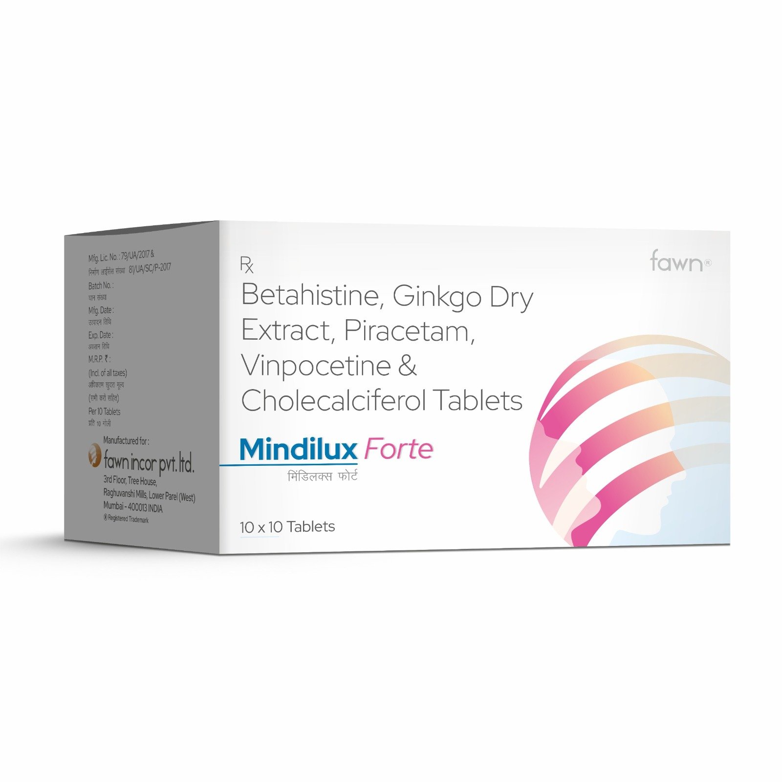 Betahistine Ginkgo Dry Extract Piracetam Vinpocetine & Cholecalciferol Tablets - MINDILUX FORTE Tablets