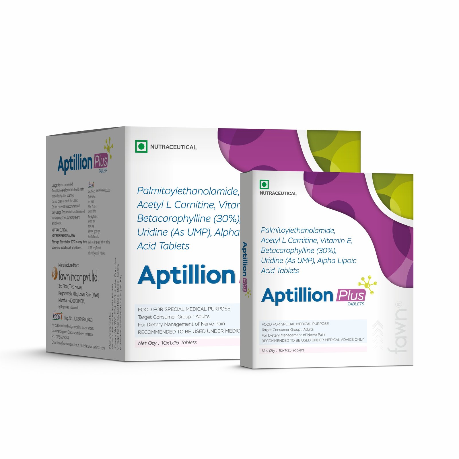 Palmitoylethanolamide, Acetyl L-Carnitine, Vitamin E, Beta-Caryophyllene, Udine, Alpha Lipoic Acid Tablets - APTILLION PLUS Tablets