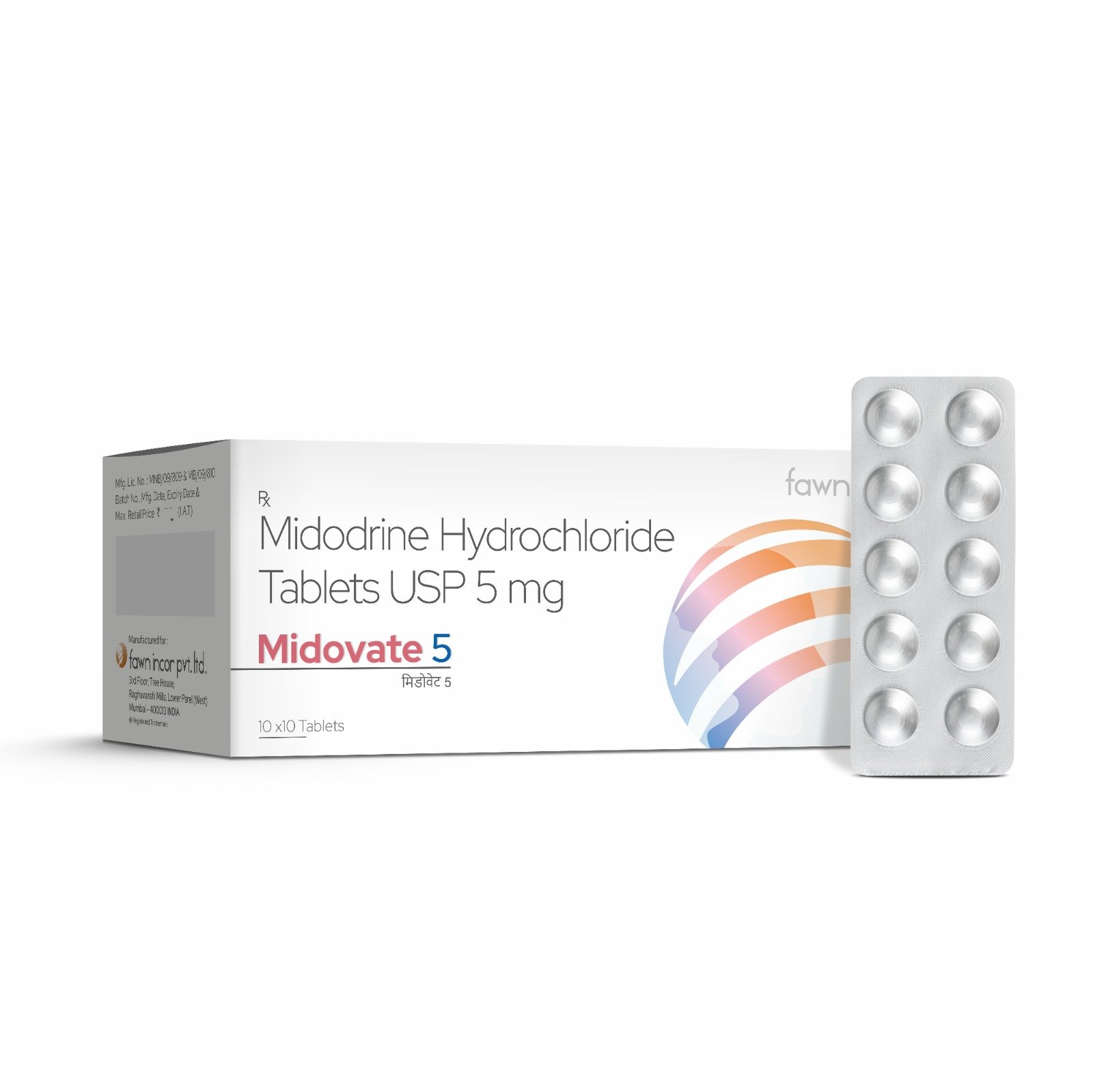Midodrine Hydrochloride Tablets USP 5 Mg - MIDOVATE 5 Tablets