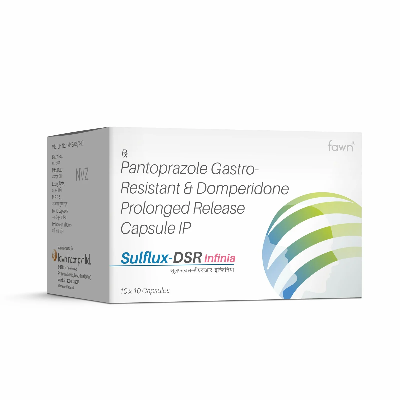 Pantoprazole Gastro Resistant & Domperidone Prolonged Release Capsules IP - SULFLXU DSR (infinia)
