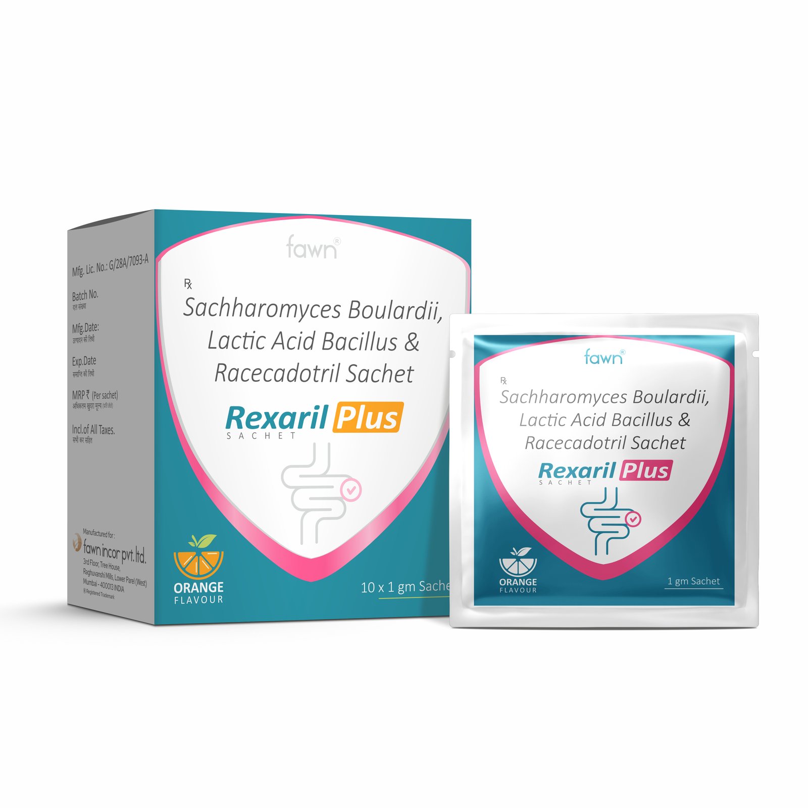 Saccharomyces Boulardii Lactic Acid Bacillus & Racecadotril Sachet -  REXARIL PLUS image 2