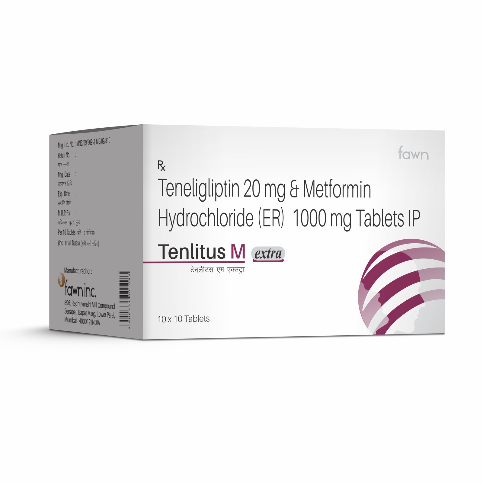 Teneligliptin & Metformin Hydrochloride Extended Release Tablets IP - TENLITUS M EXTRA