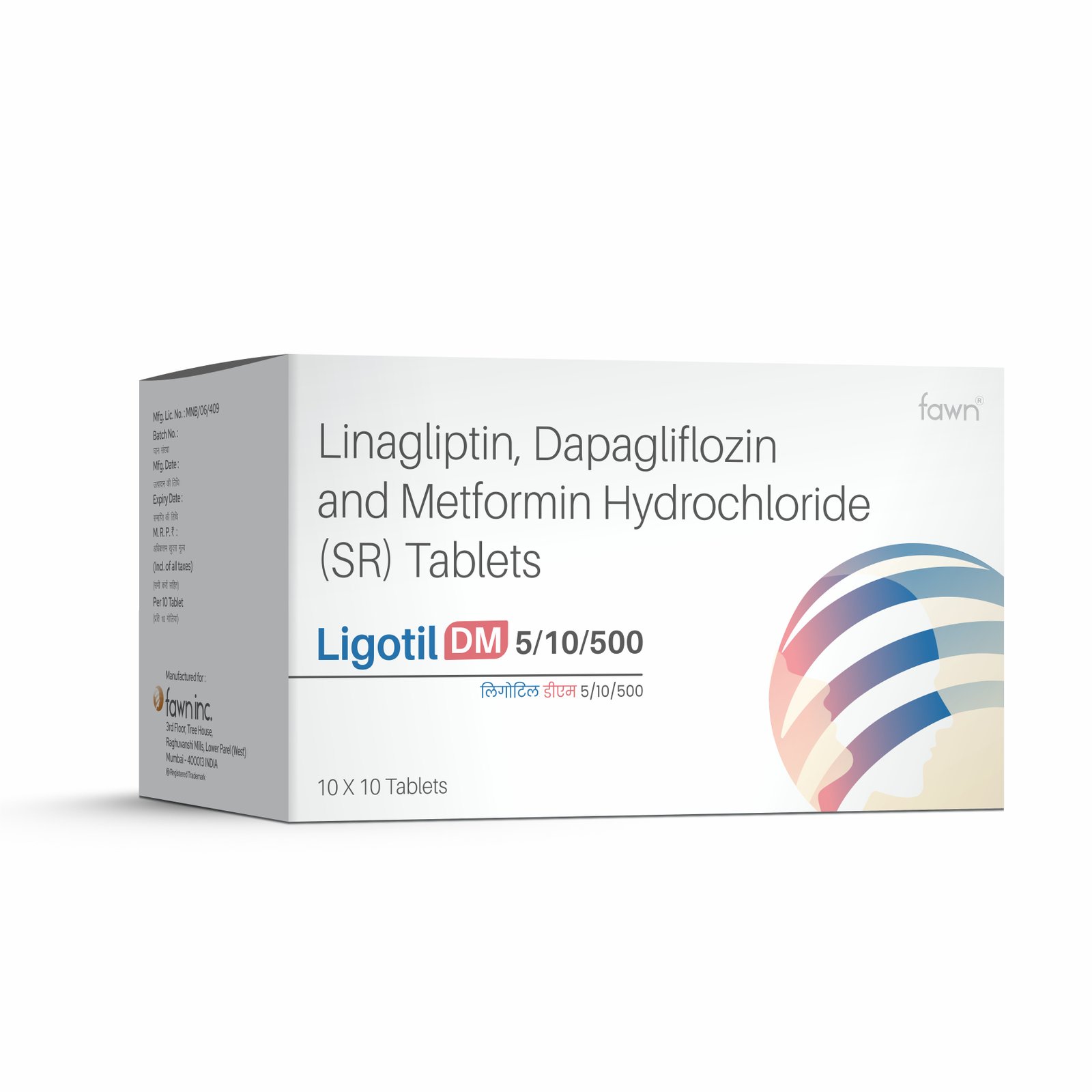 Linagliptin + Dapagliflozin + Metformin Tablets - LIGOTIL DM 5/10/500 Tablets
