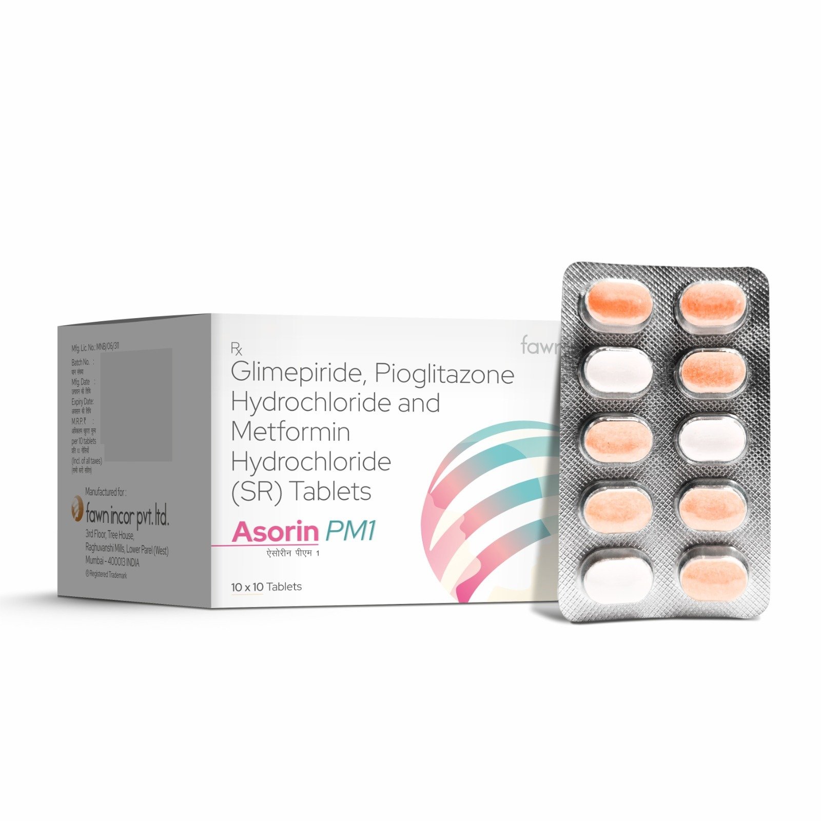 Glimepiride, Pioglitazone Hydrochloride & Metformin Hydrochloride SR Tablets - ASORIN PM1
