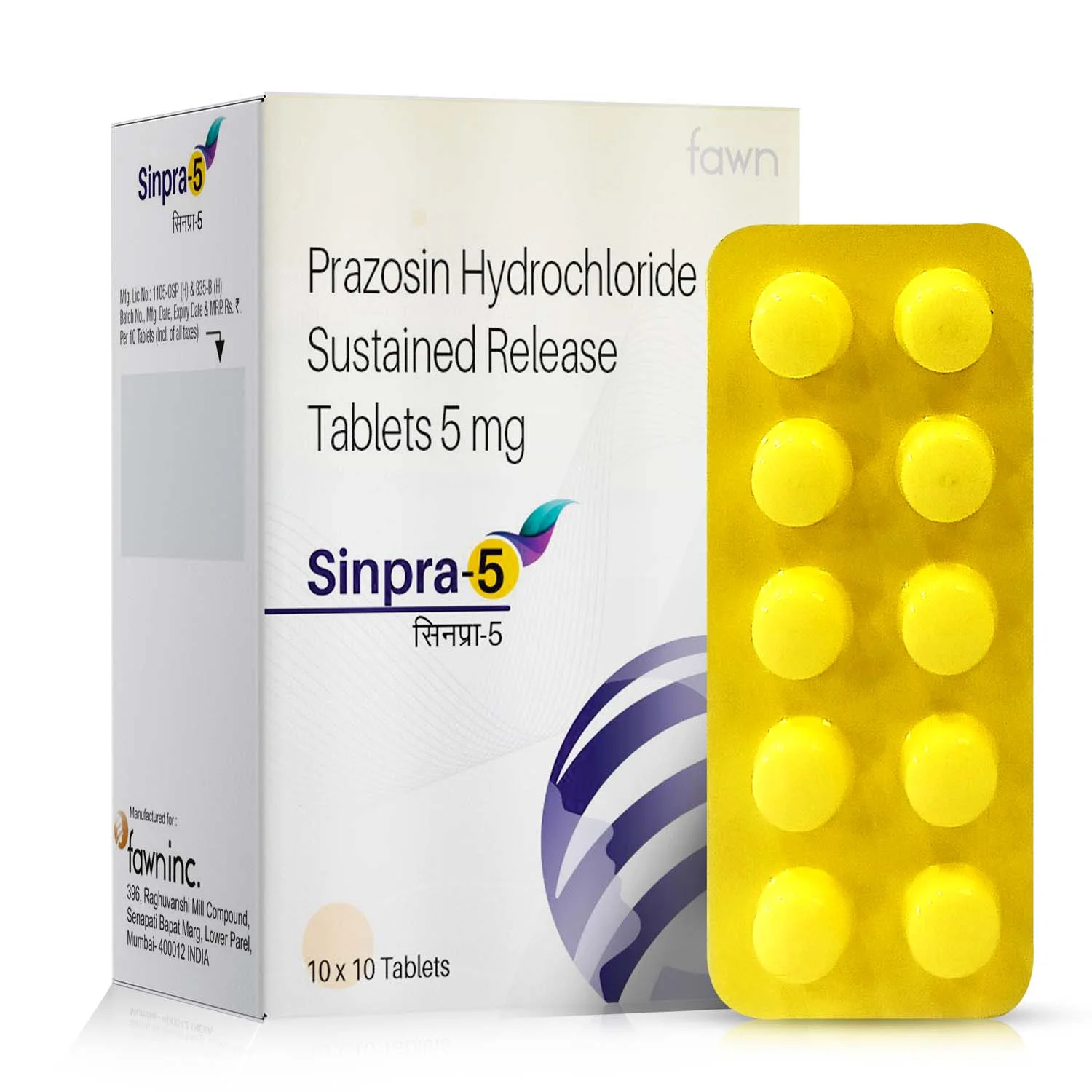 Prazosin Hydrochloride Sustained Release Tablets 5 mg  - SINPRA 5