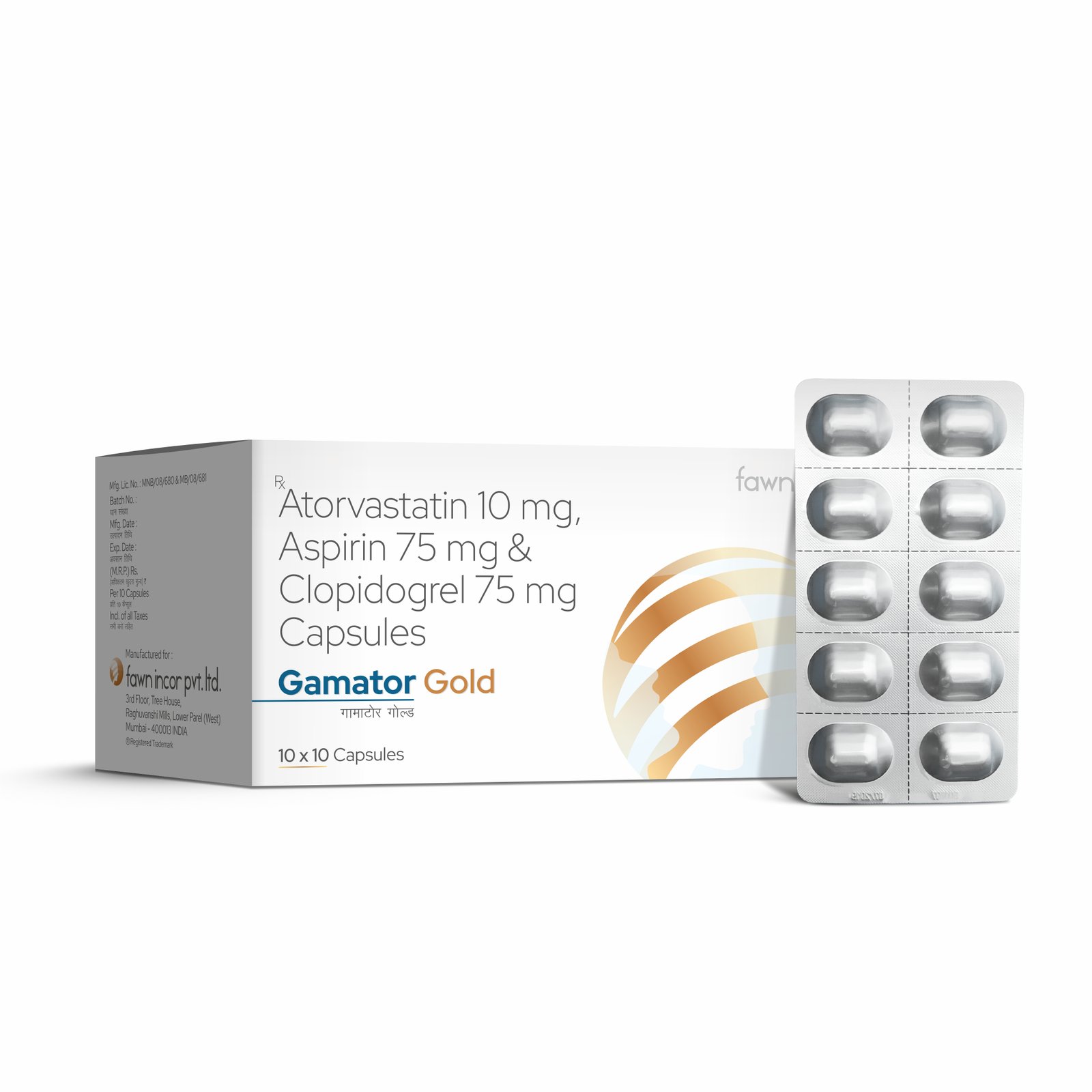 Atorvastatin, Aspirin & Clopidogrel Capsules - GAMATOR GOLD Capsules image 2