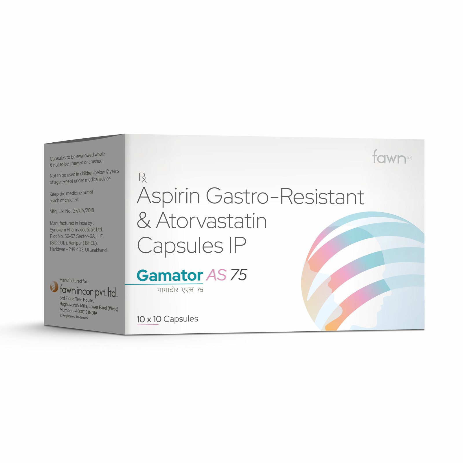 Aspirin Gastro-resistant & Atorvastatin Capsules IP - GAMATOR AS 75 Capsules