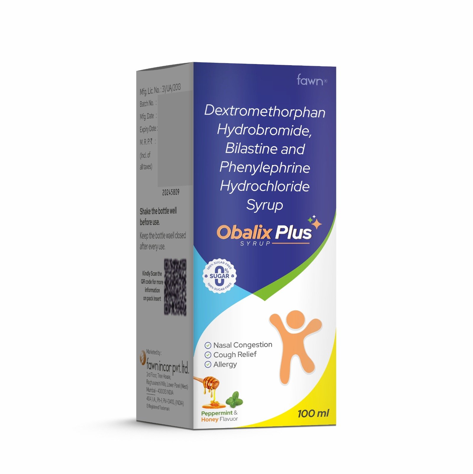 Dextromethorphan Hydrobromide, Bilastine & Phenylephrine Hydrochloride Syrup - OBALIX PLUS Syrup