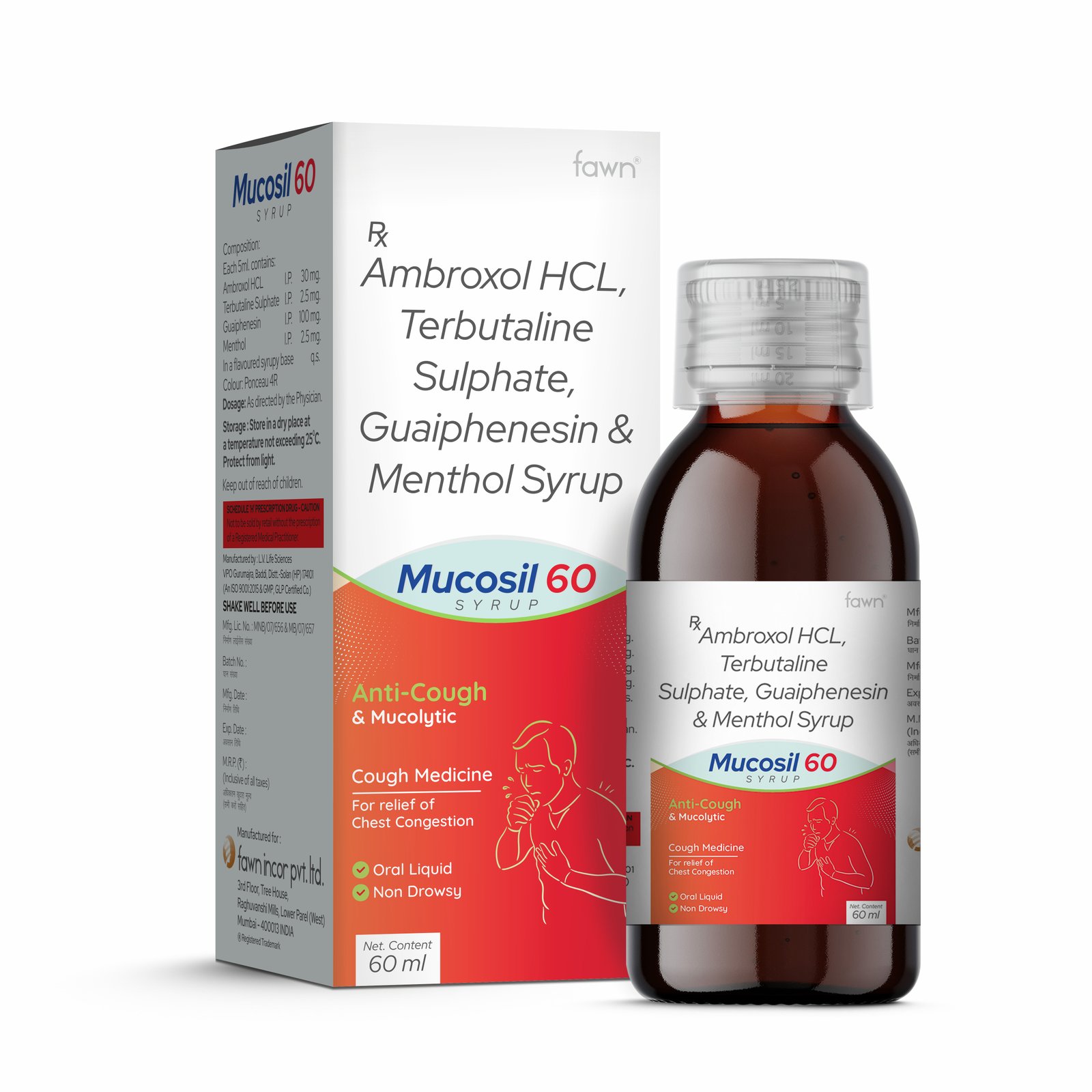 Ambroxol, Terbutaline, Guaiphenesin & Menthol Syrup - MUCOSIL 60 image 2