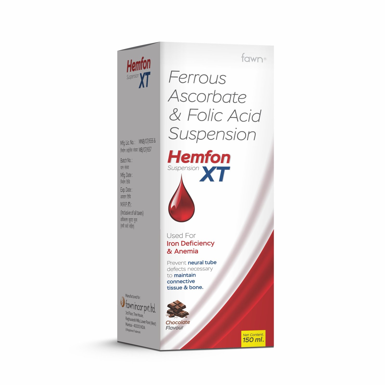 Ferrous Ascorbate & Folic Acid Suspension - HEMFON XT Suspension