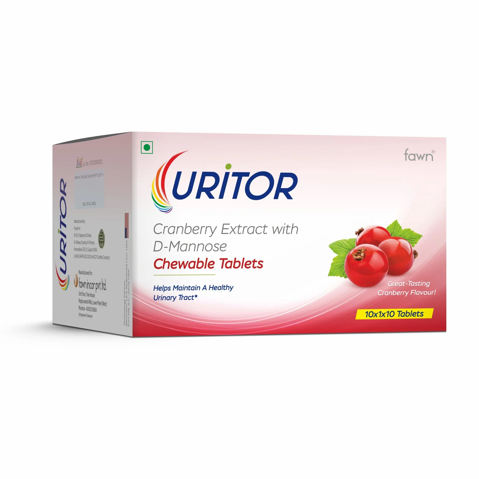 Cranberry Extract with D-Mannose Chewable Tablets - URITOR Tablets