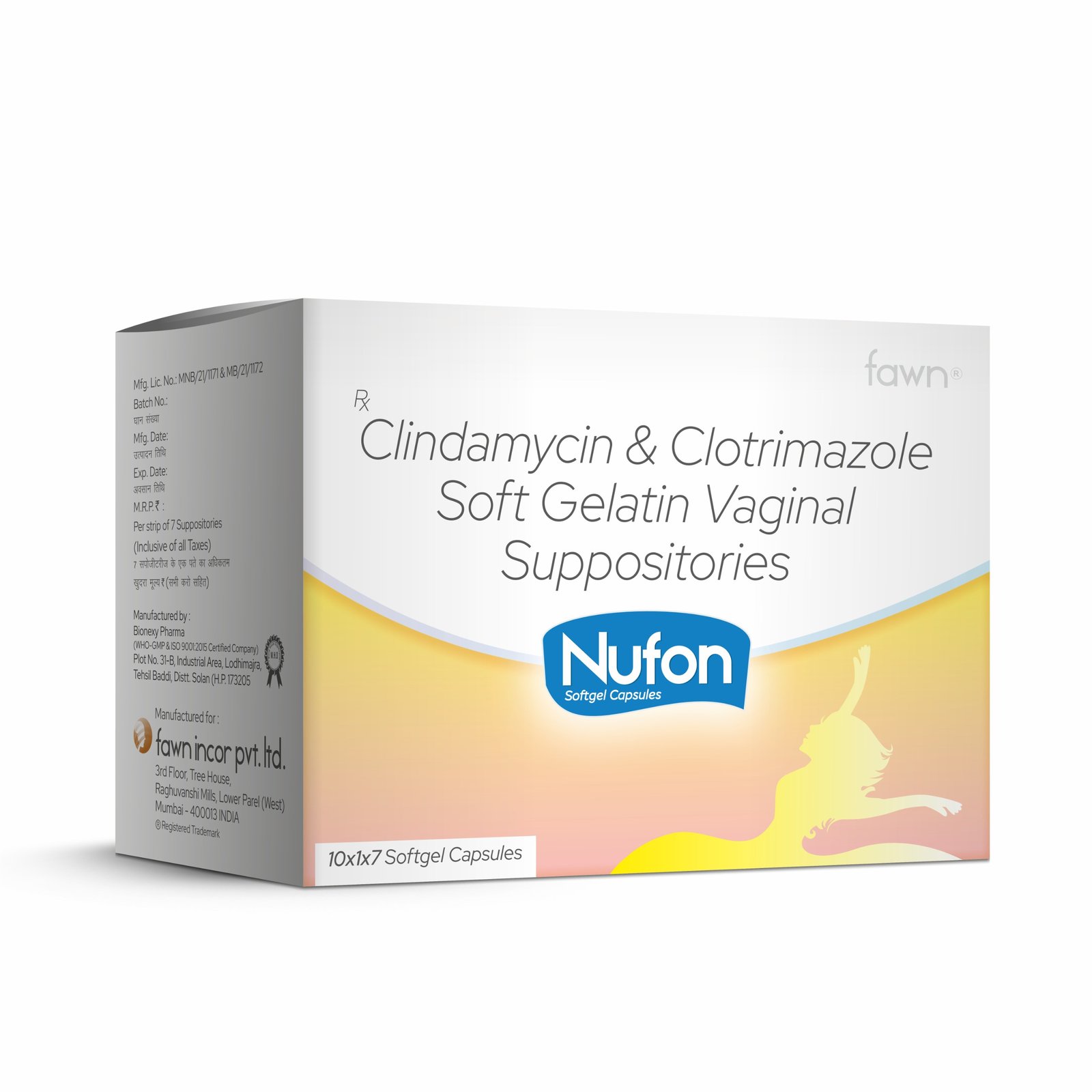 Clindamycin & Clotrimazole Softgel Capsules Vaginal Suppositories - NUFON Softgel Capsules