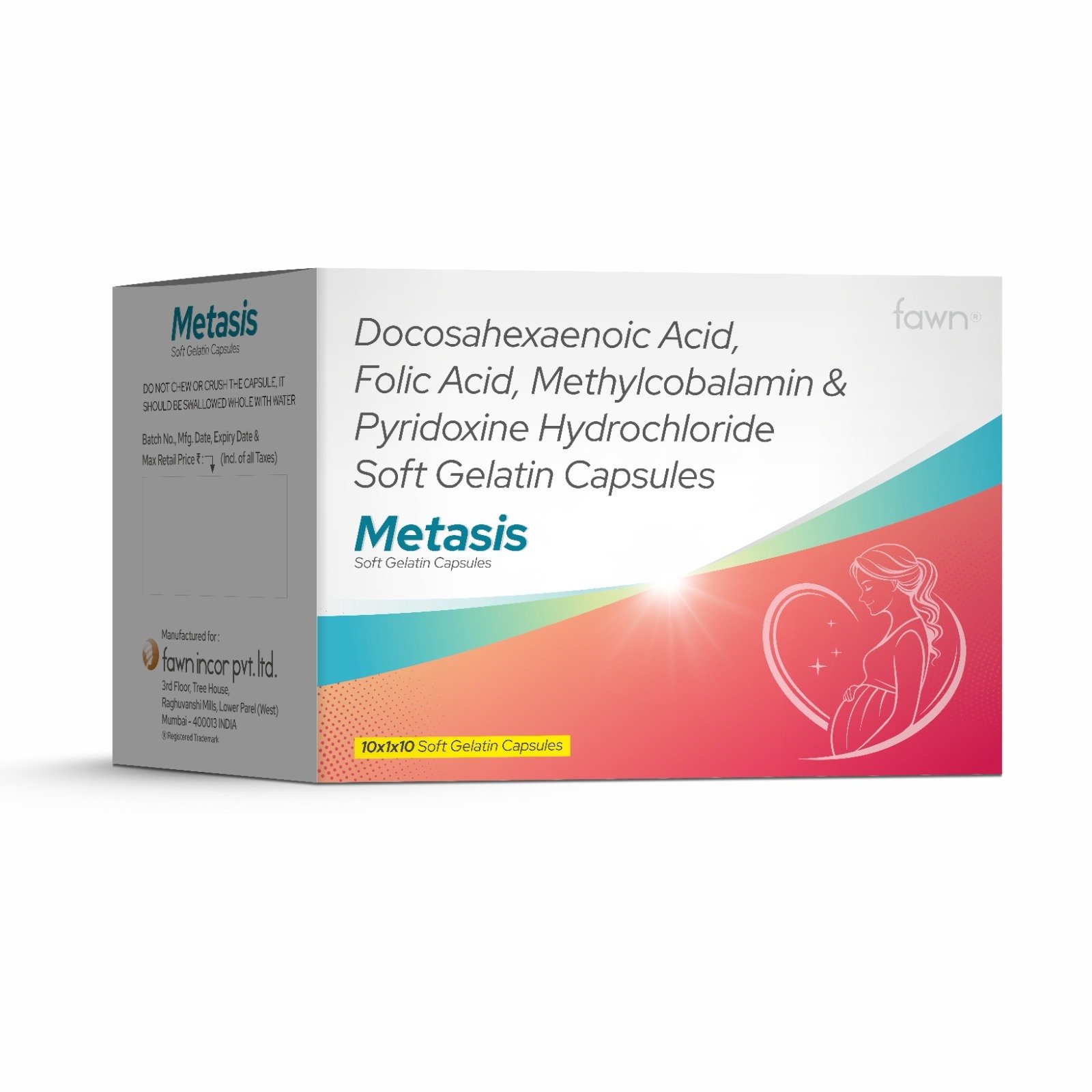 Docosahexaenoic Acid, Folic Acid, Methylcobalamin & Pyridoxine Hydrochloride Soft Gelatin Capsules - METASIS
