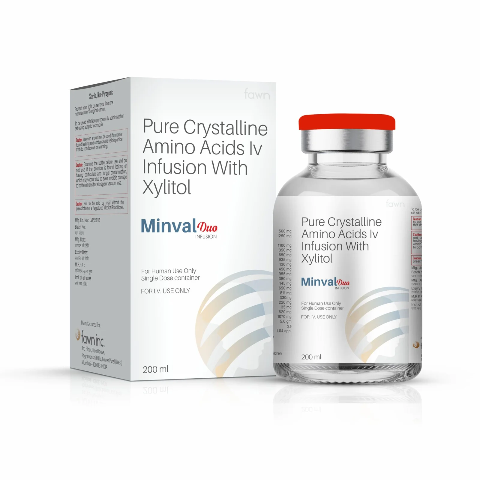 Pure Crystalline Amino Acids with Xylitol IV Infusion - MINVAL DUO