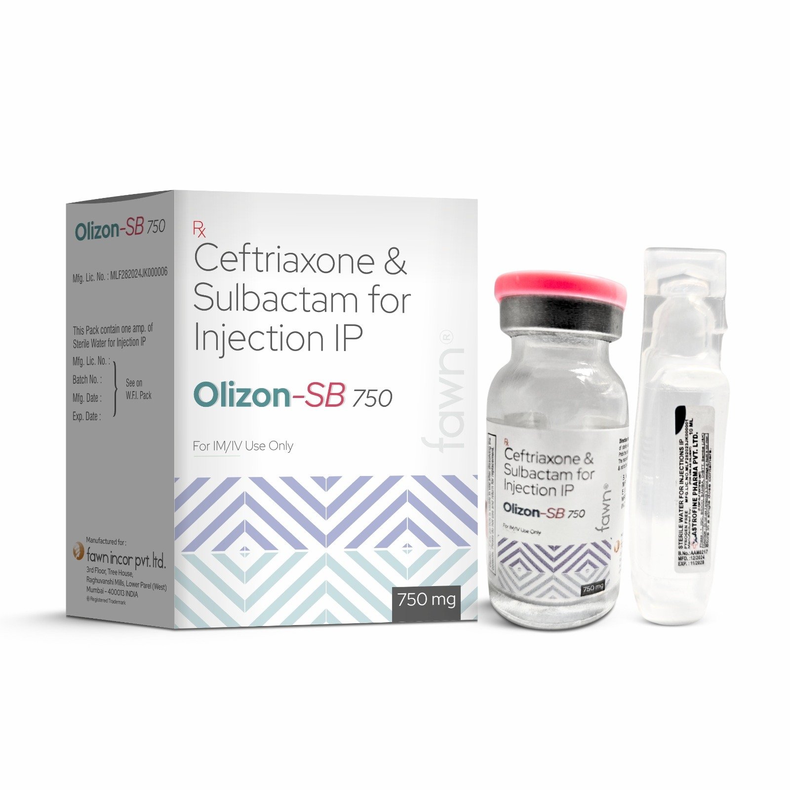 Ceftriaxone & Sulbactam for Injection - OLIZON SB 750