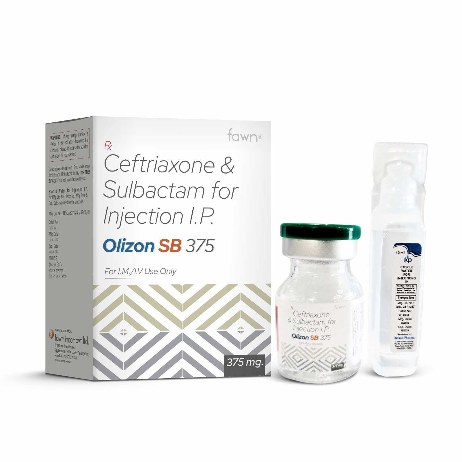 Ceftriaxone Sulbactam Injection 1.5 Gm - OLIZON SB 375