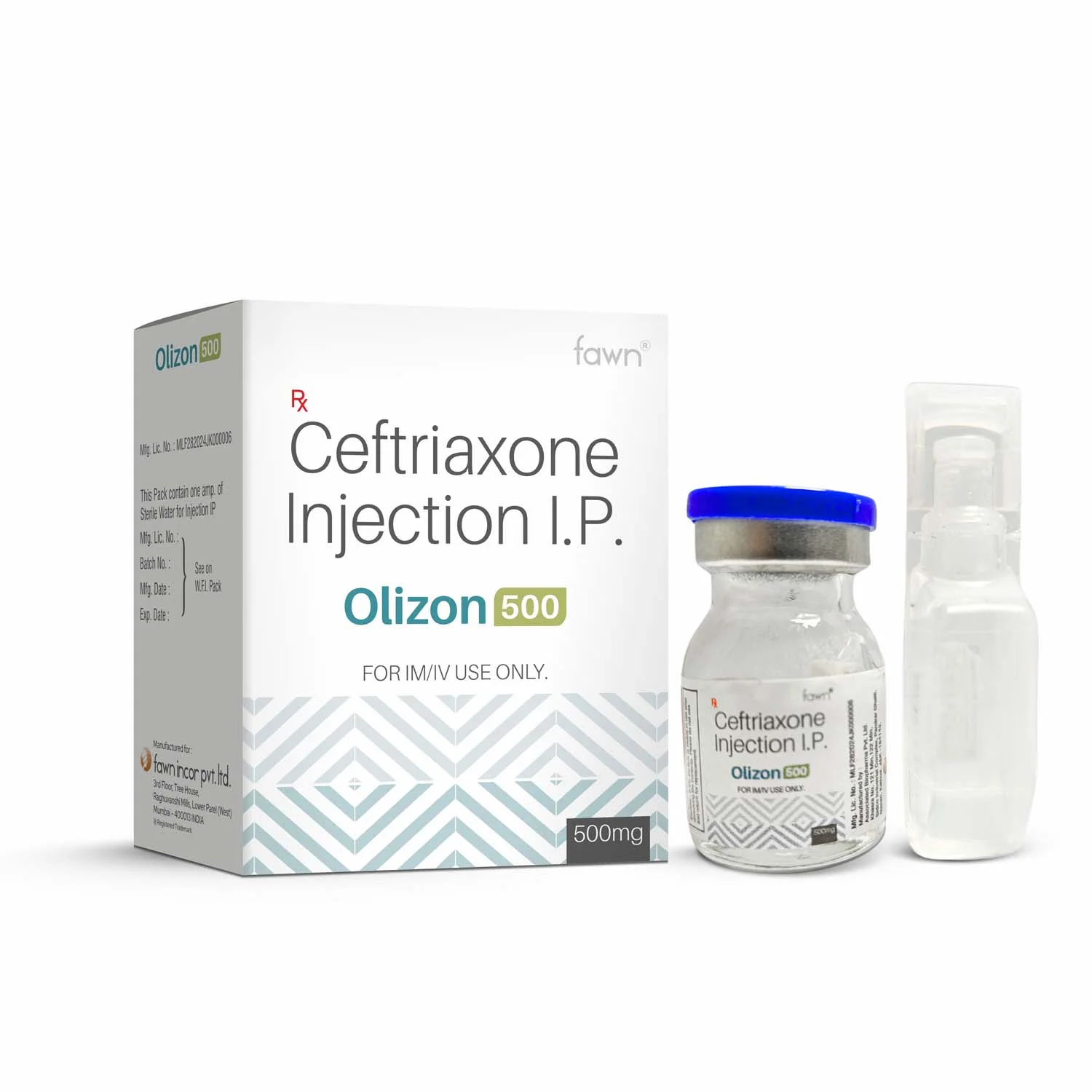 Ceftriaxone Injection IP 500 Mg - OLIZON 500