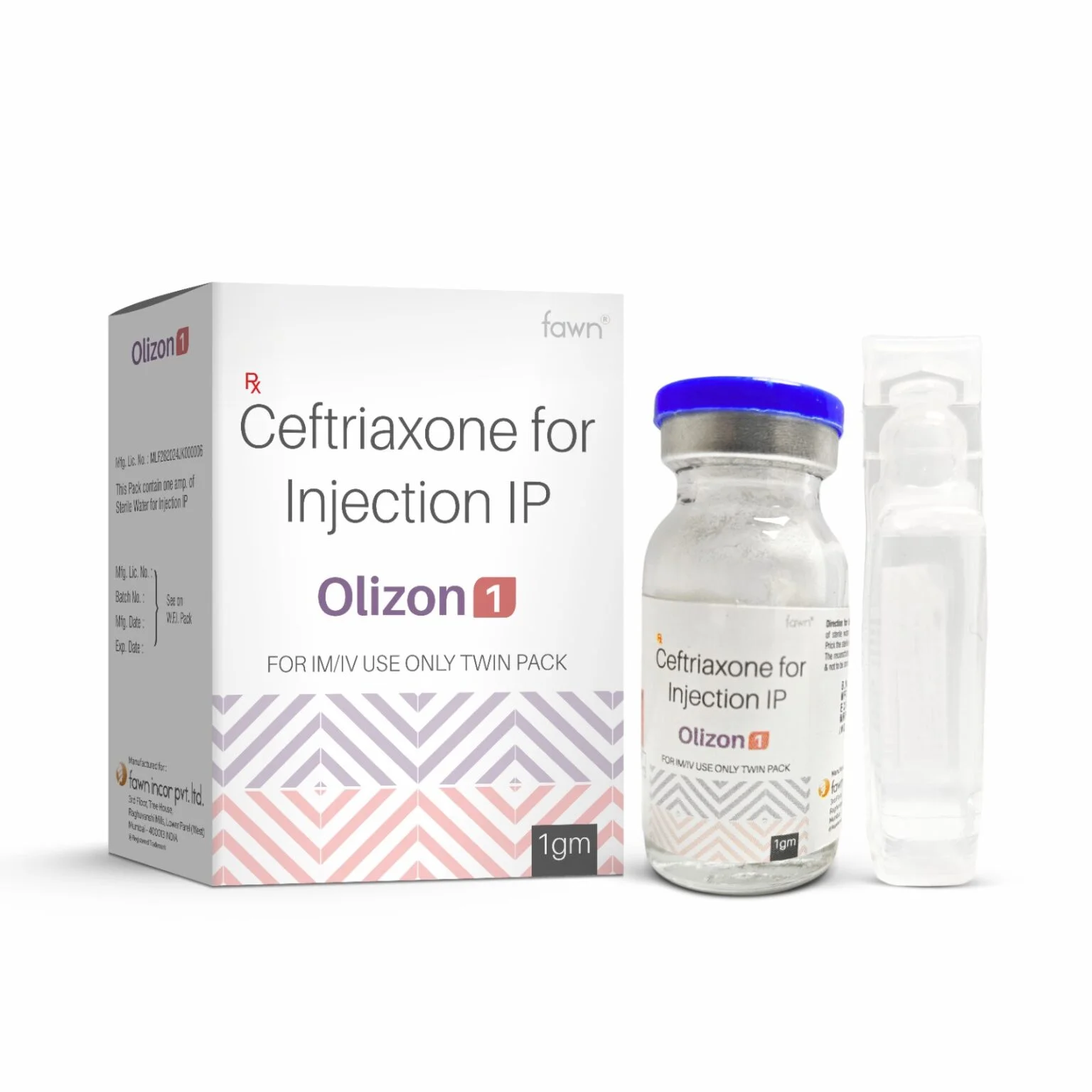Ceftriaxone Injection IP 1000 Mg - OLIZON 1