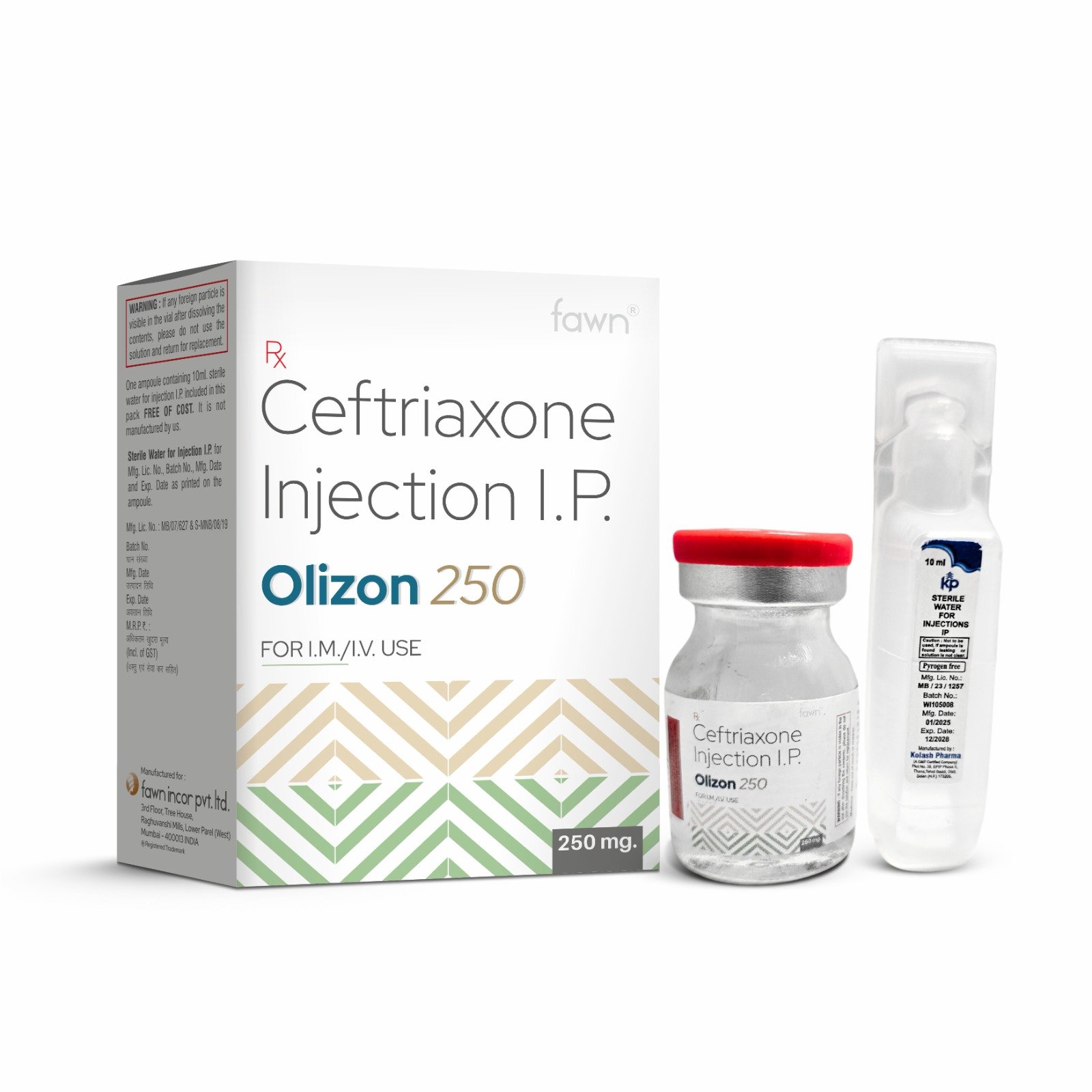 Ceftriaxone Injection IP 250 Mg - OLIZON 250