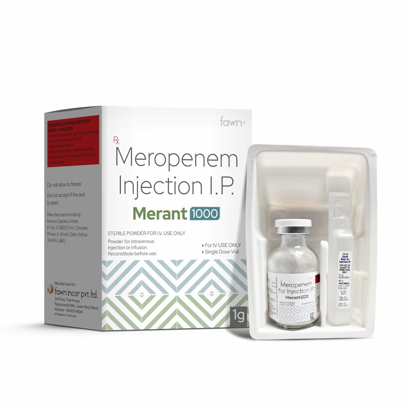 Meropenem Injection IP - MERANT 1000