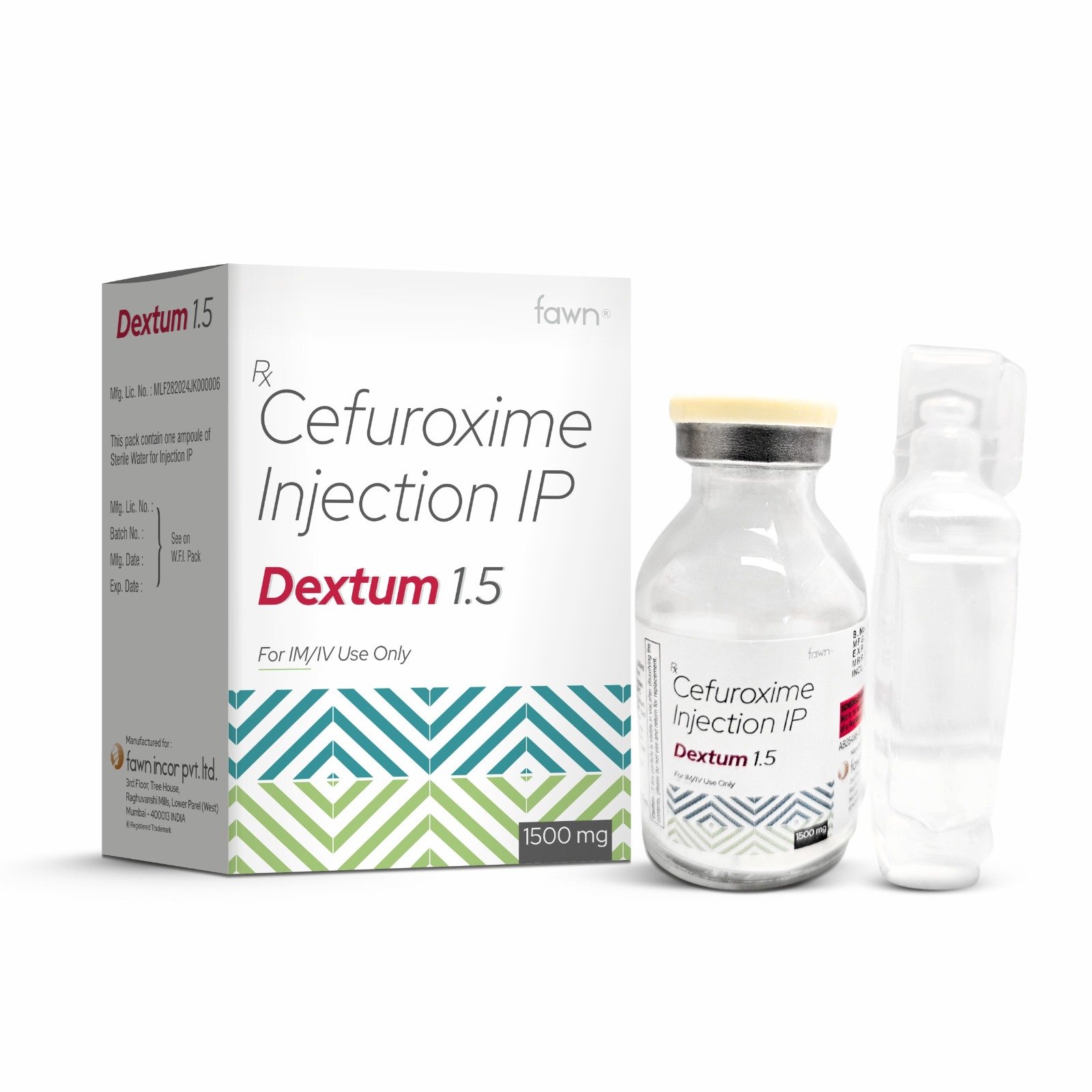 Cefuroxime Sodium Injection IP 1.5g - DEXTUM 1500 image 2