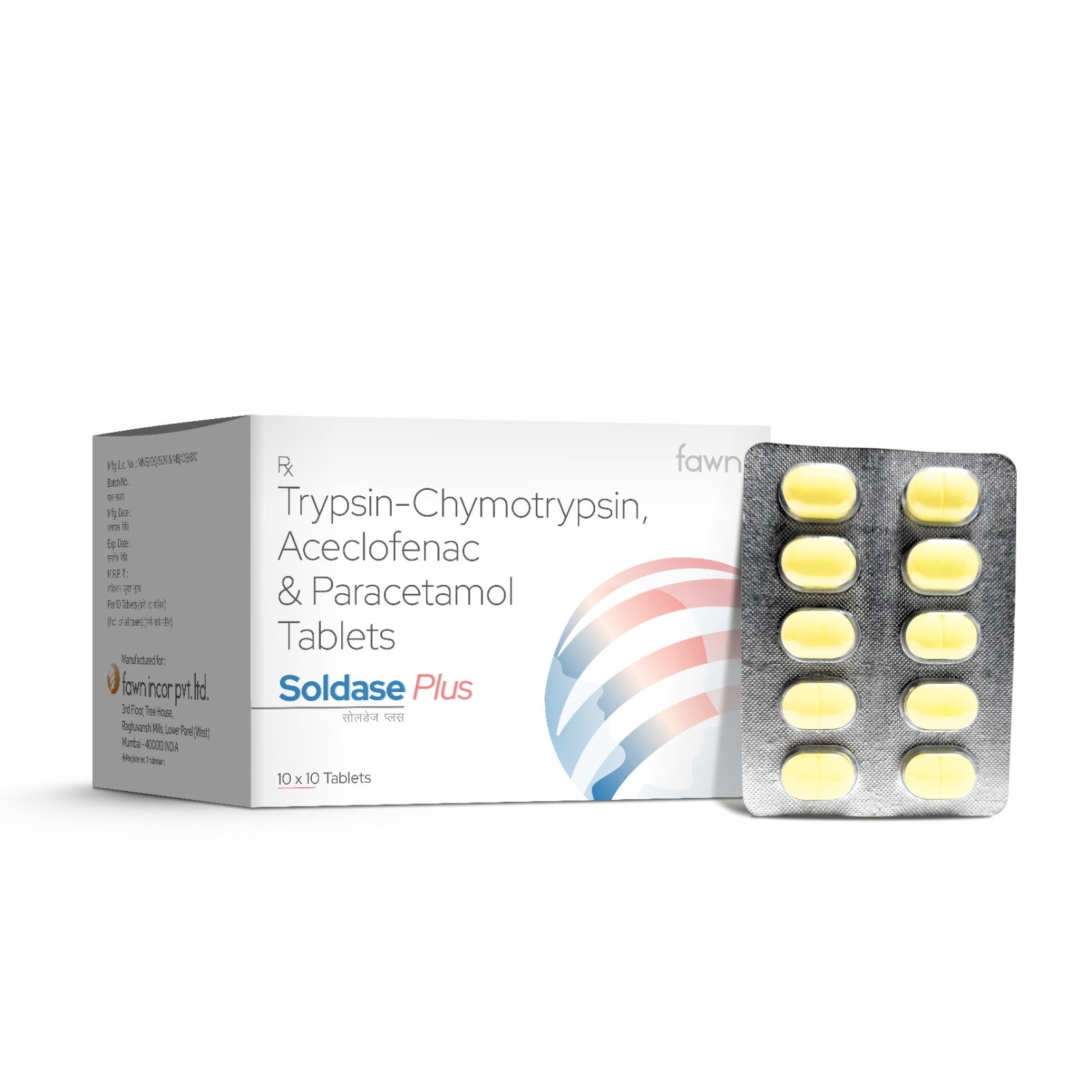 Trypsin Chymotrypsin, Aceclofenac & Paracetamol Tablets - SOLDASE PLUS