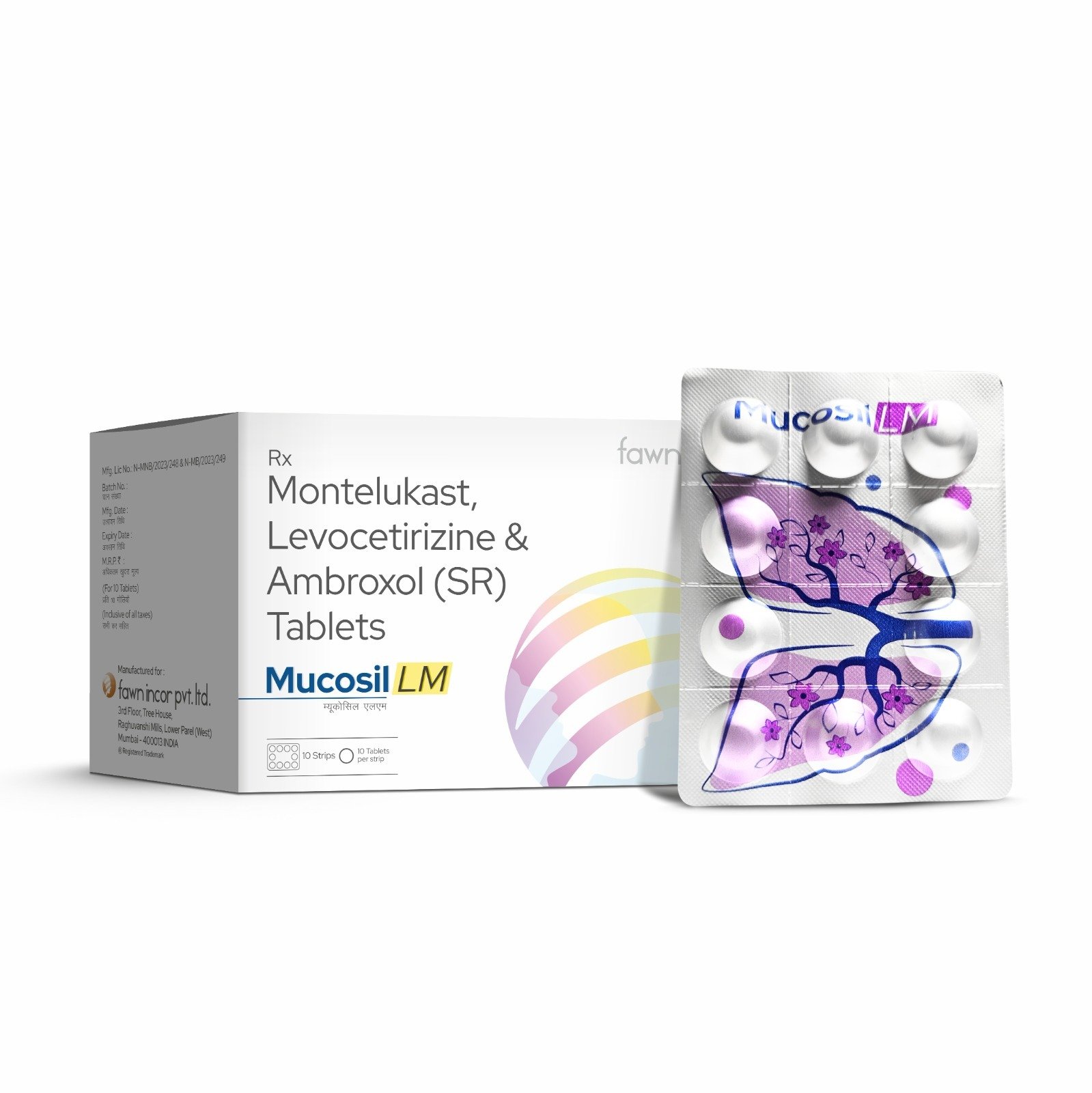 Montelukast, Levocetirizine & Ambroxol (SR) Tablets - MUCOSIL LM