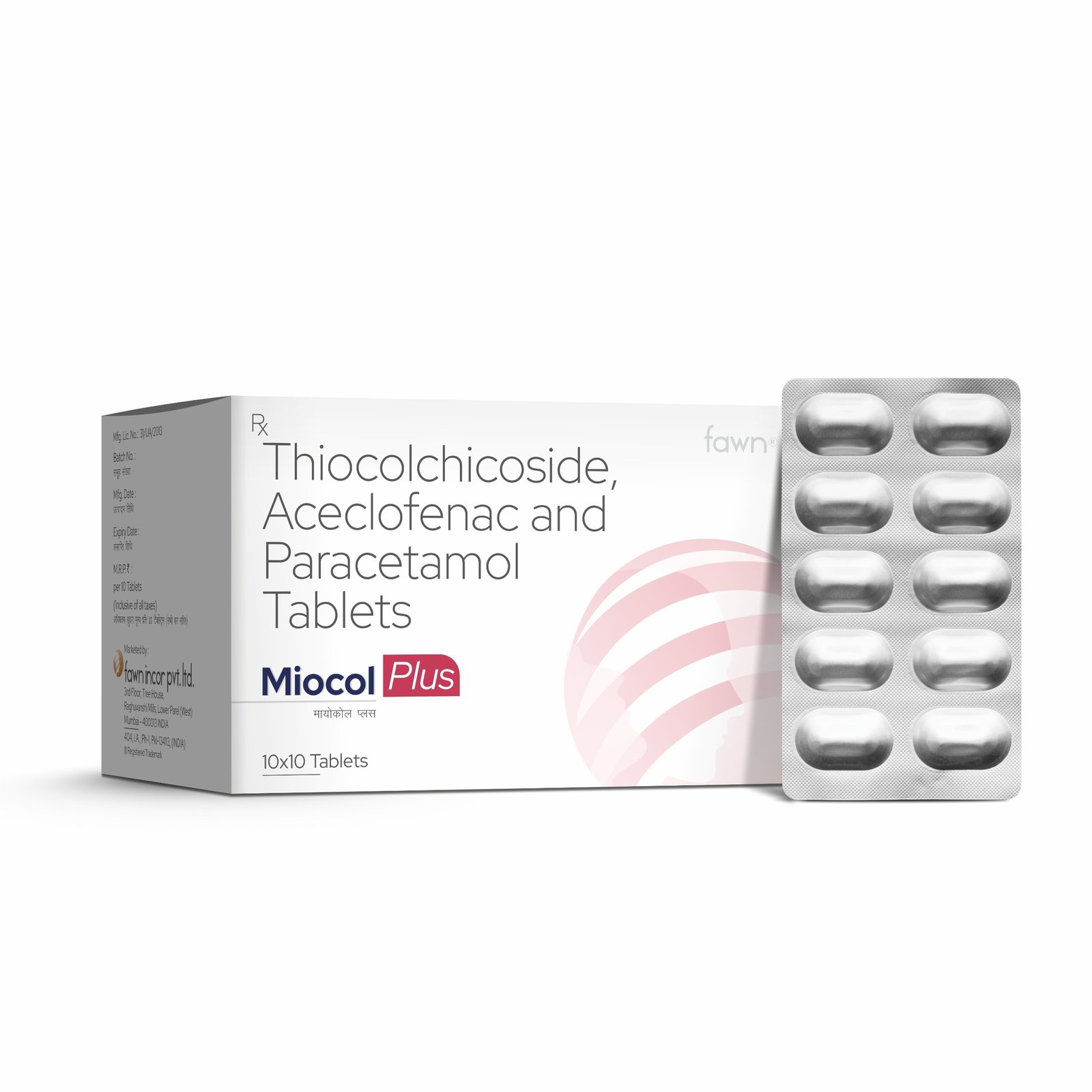 Aceclofenac, Paracetamol & Thiocolchicoside Tablets- MIOCOL PLUS image 2