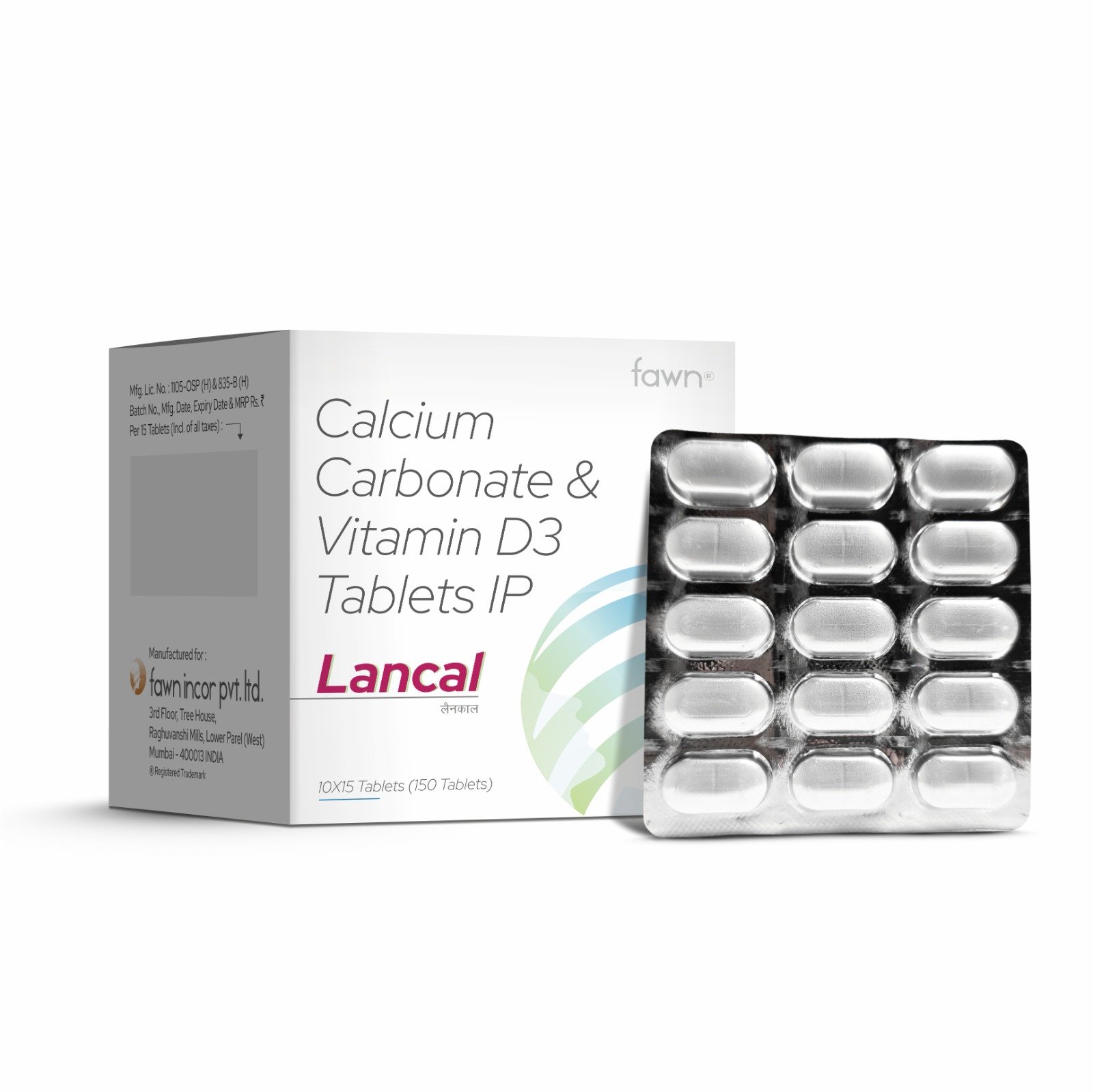 Calcium Carbonate & Vitamin D3 Tablets IP - LANCAL