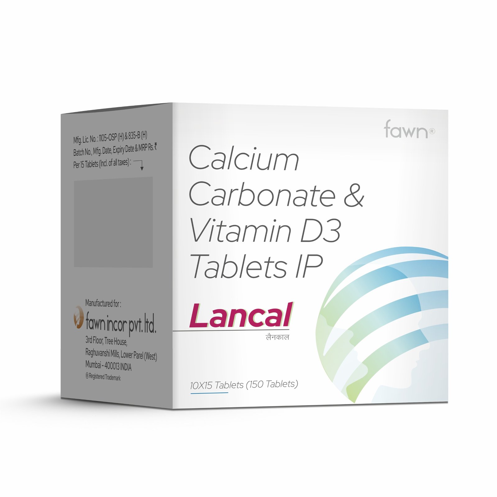 Calcium Carbonate & Vitamin D3 Tablets IP - LANCAL