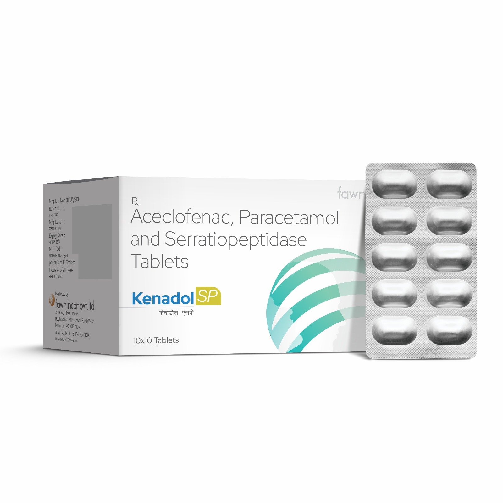 Aceclofenac, Paracetamol & Serratiopeptidase Tablets - KENADOL SP