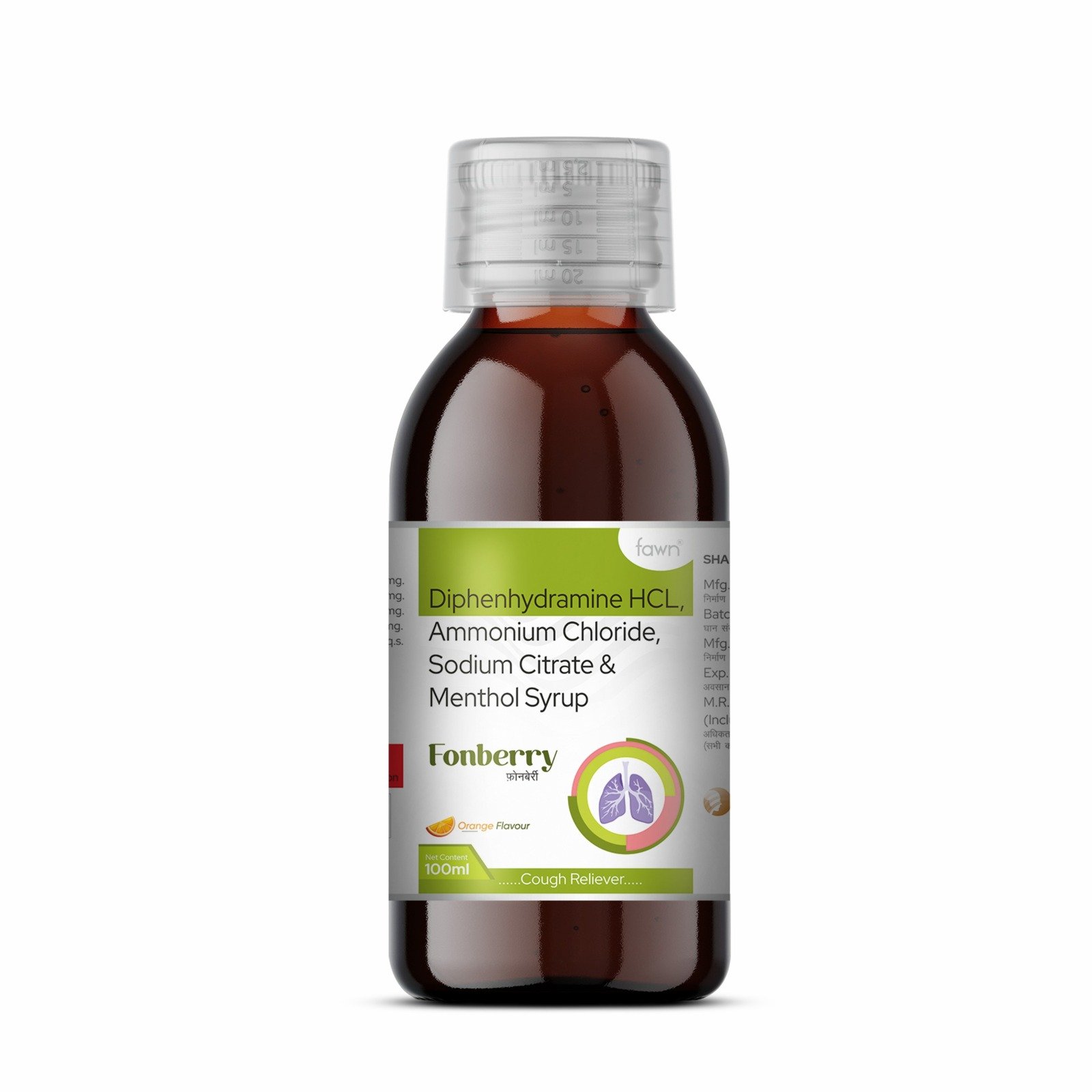 Diphenhydramine HCl, Ammonium Chloride, Sodium Citrate & Menthol - FONBERRY Syrup