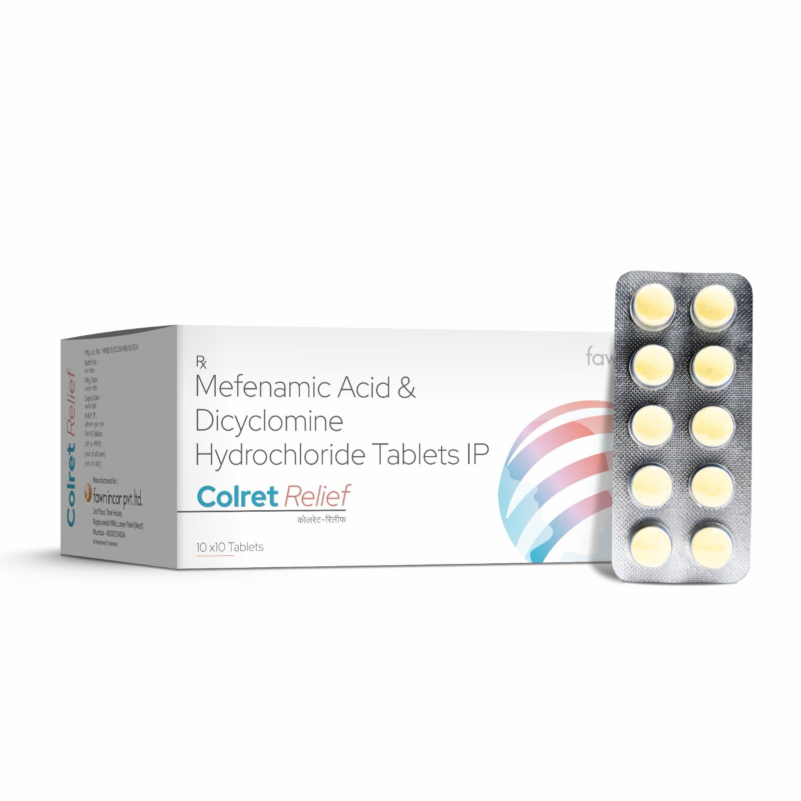 Mefenamic Acid & Dicyclomine Hydrochloride Tablets - COLRET RELIEF