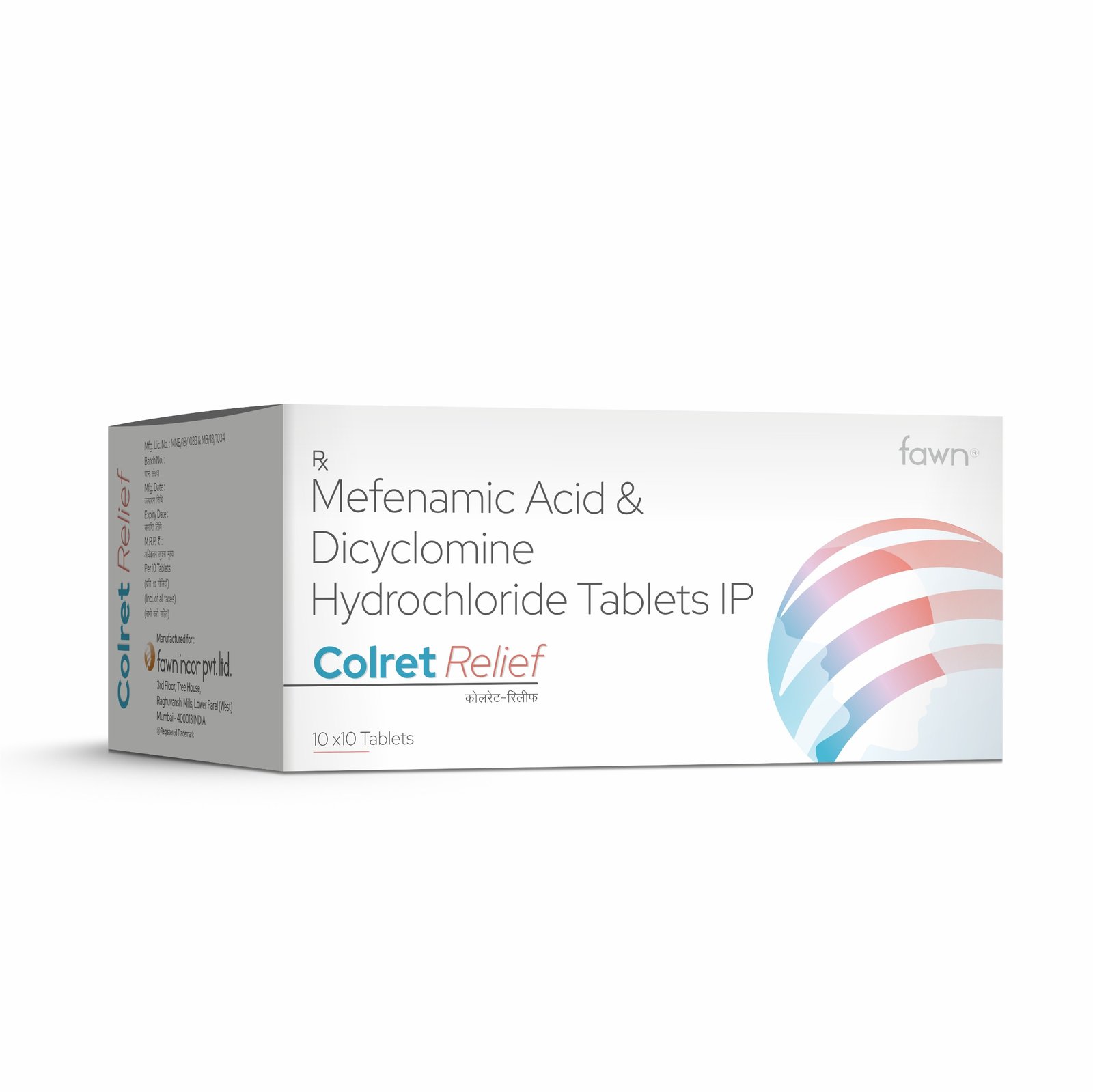 Mefenamic Acid & Dicyclomine Hydrochloride Tablets - COLRET RELIEF