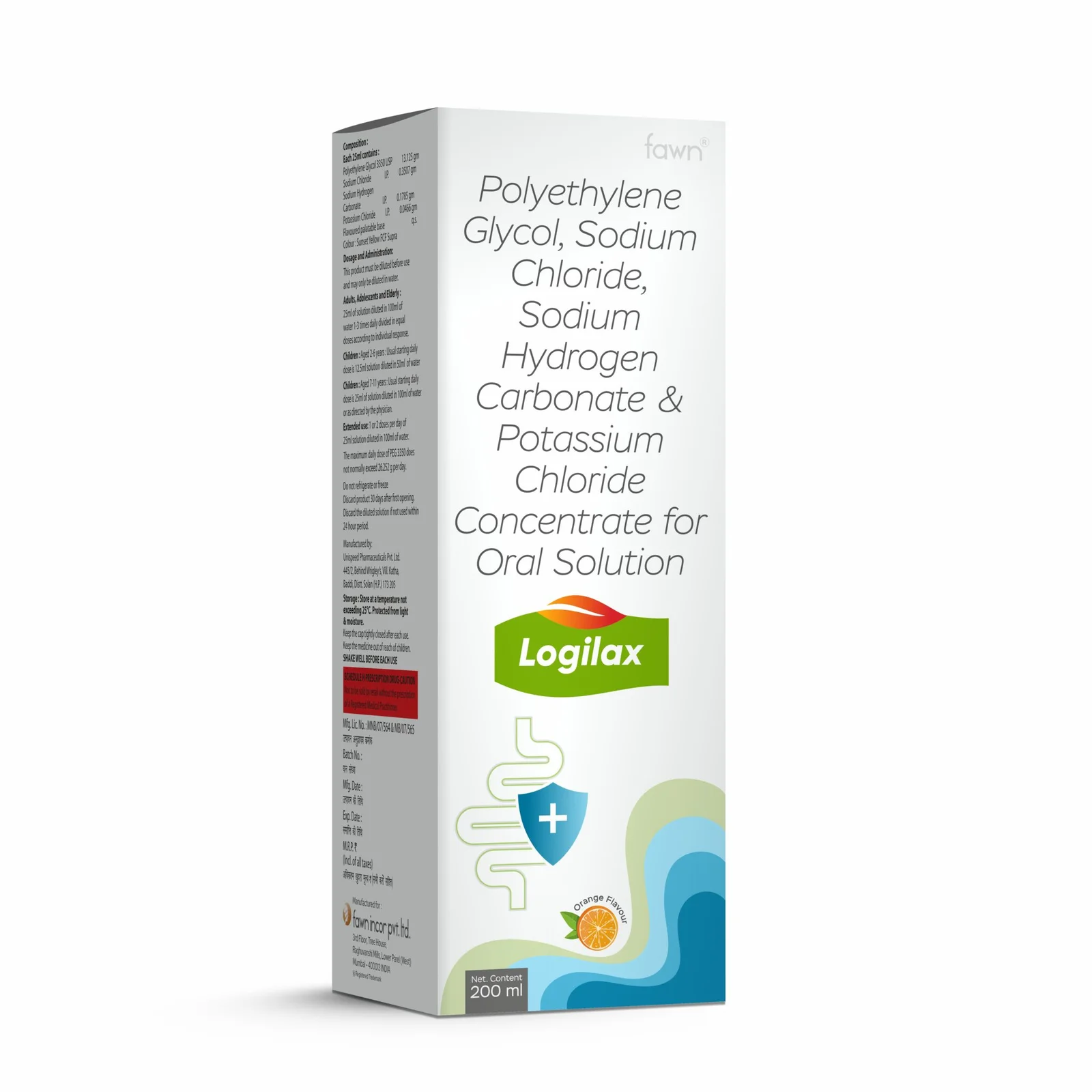 Polyethylene Glycol with Sodium Chloride, Sodium Hydrogen Carbonate, and Potassium Chloride oral solution - LOGILAX Solution