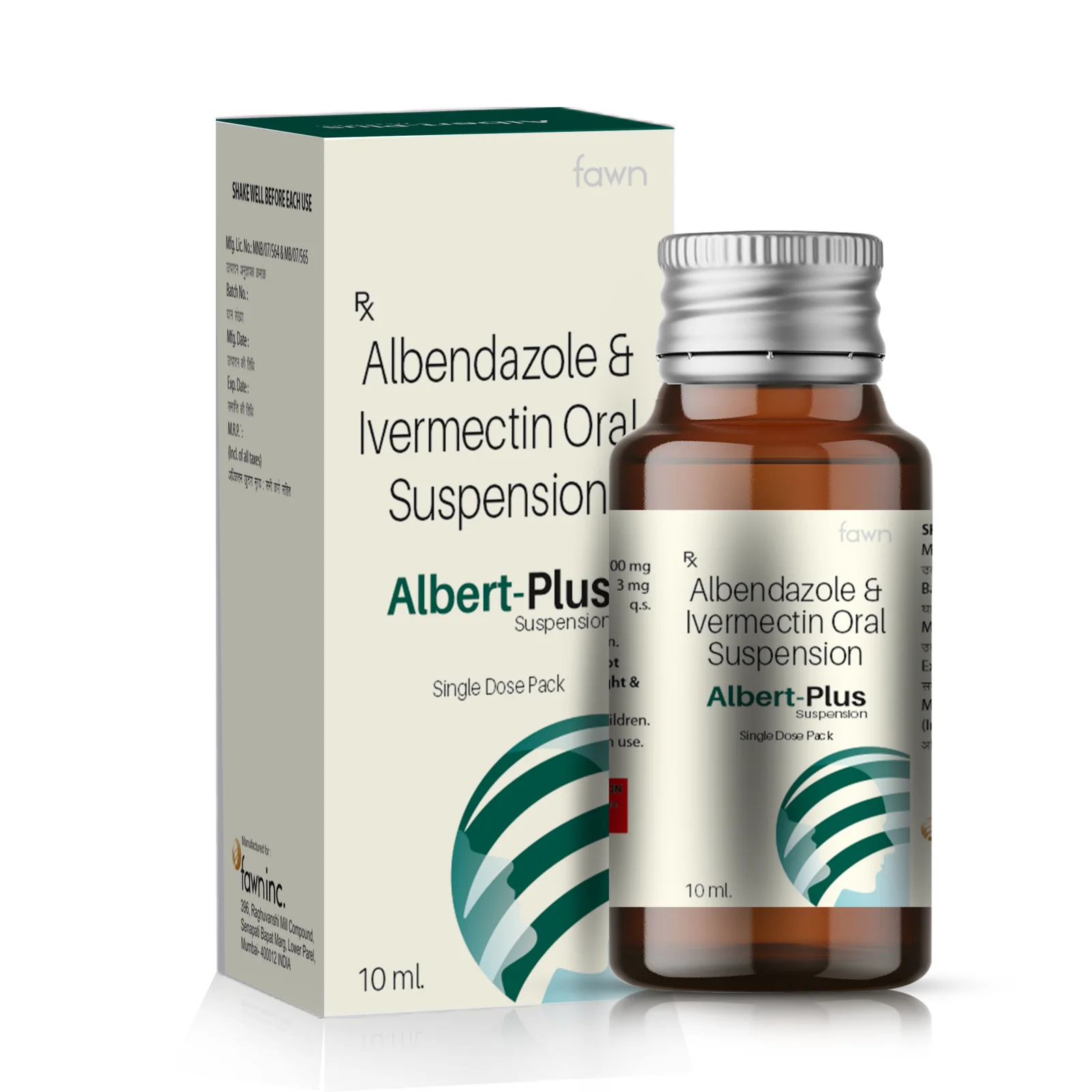 Albendazole 200 mg + Ivermectin 3 mg Suspension - ALBERT PLUS image 2