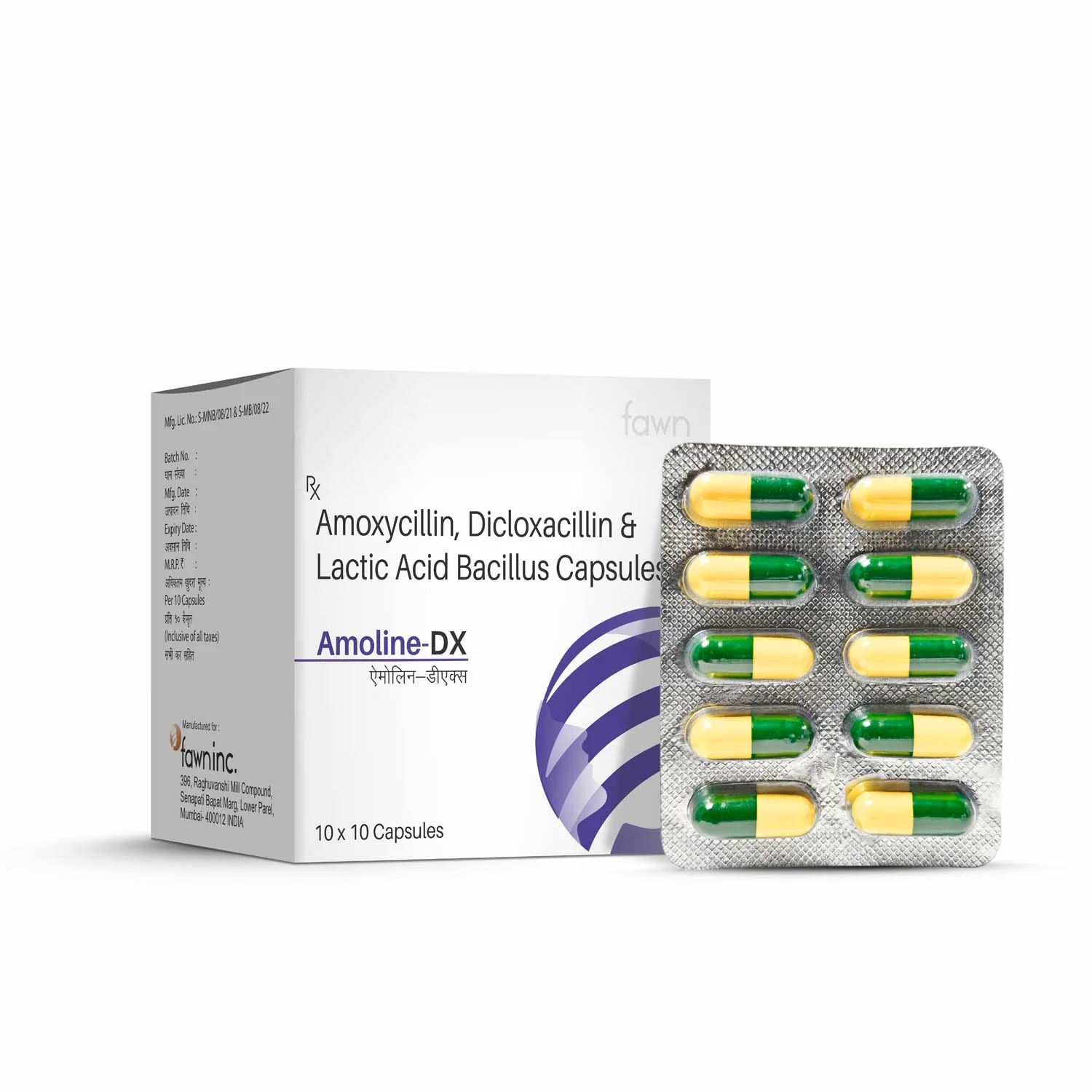 Amoxycillin Dicloxacillin & Lactic Acid Bacillus Capsules - AMOLINE DX