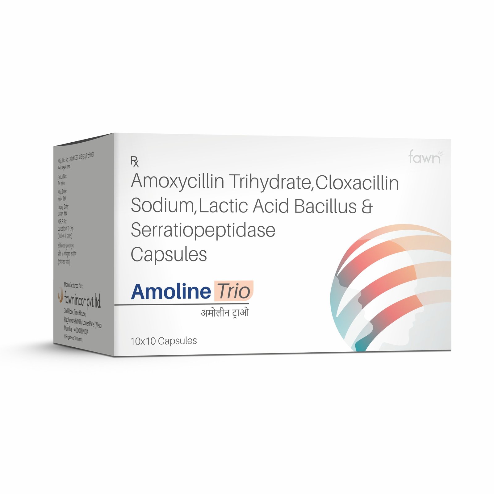 Amoxycillin Trihydrate, Cloxacillin Sodium, Lactic Acid Bacillus & Serratiopeptidase Capsules - AMOLINE TRIO